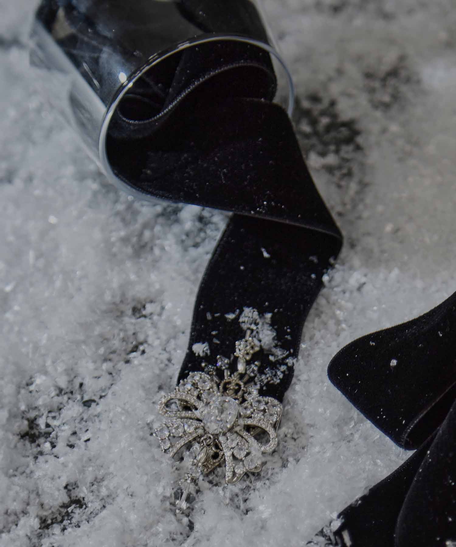 ribbon bijou velvet long ribbon Black