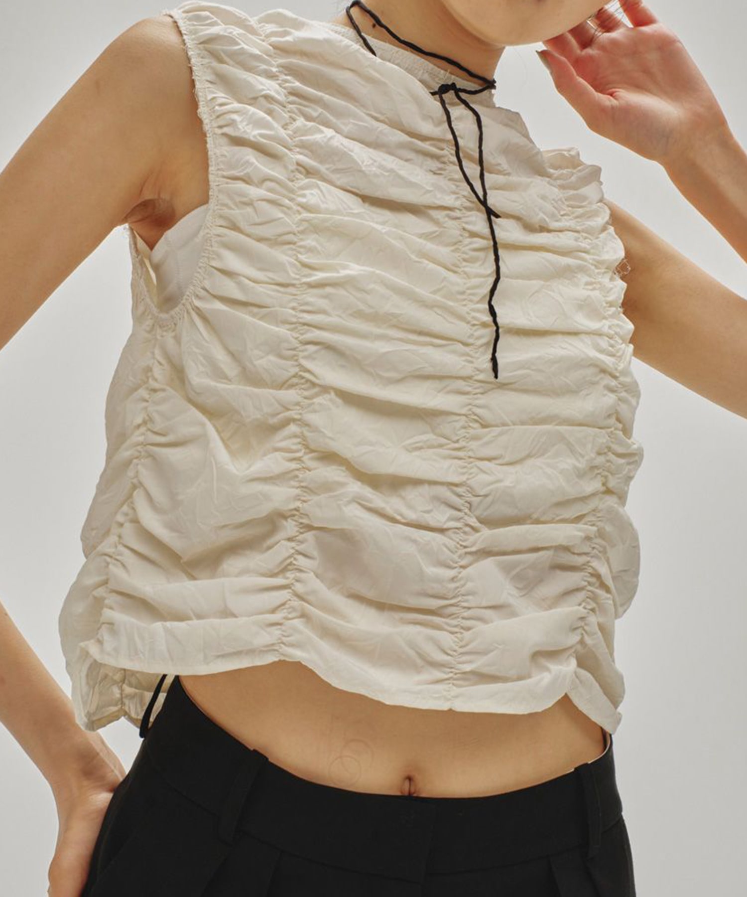 Piping Shirring Blouse