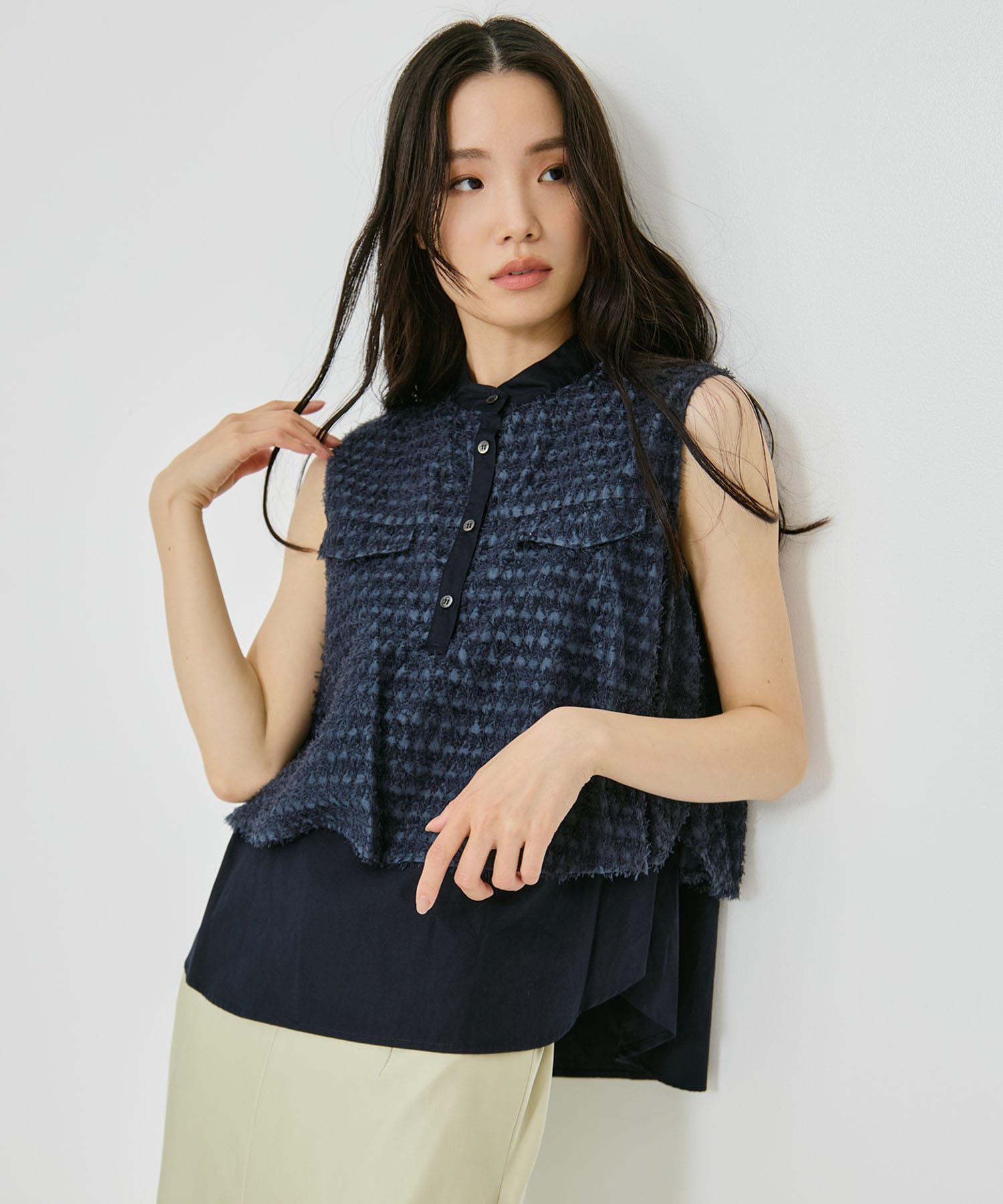 ノースリーブジャガードブラウス