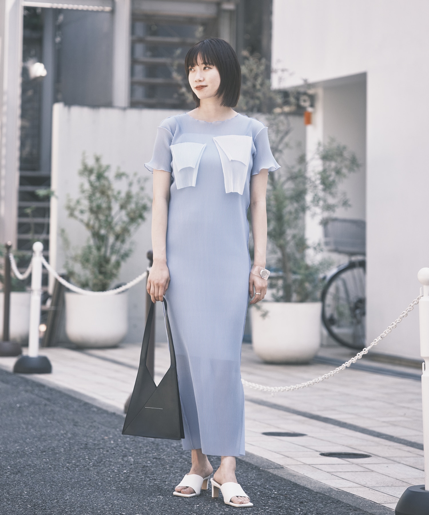 別注SHEER LAYERED SHORT SLEEVE DRESS