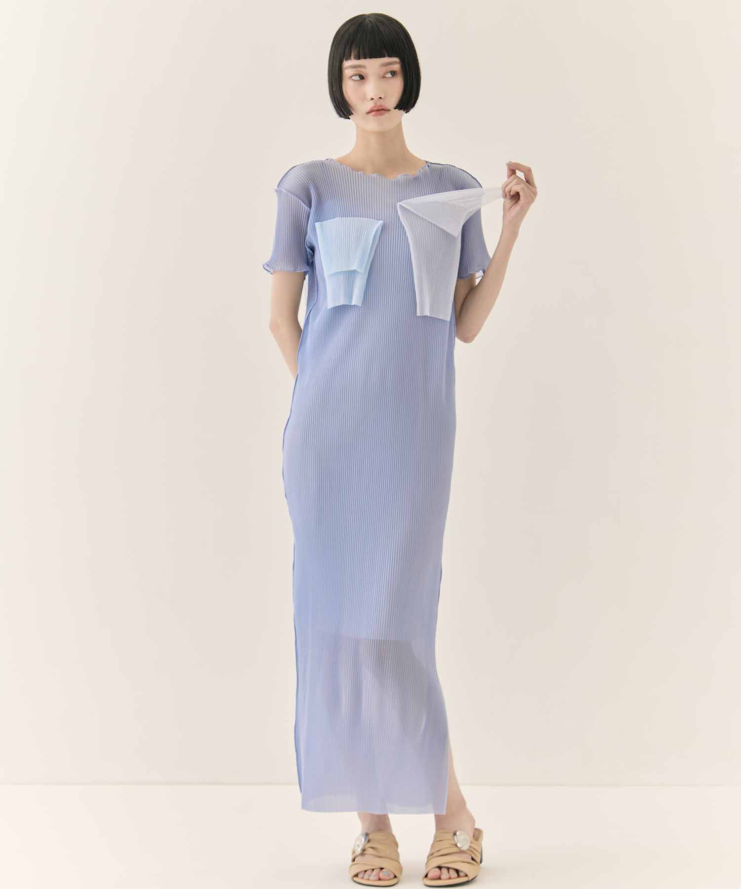 別注SHEER LAYERED SHORT SLEEVE DRESS