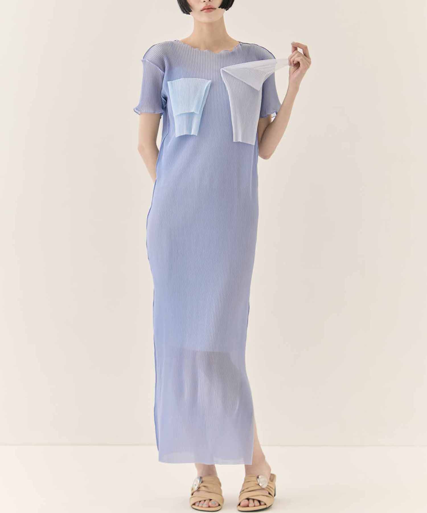 別注SHEER LAYERED SHORT SLEEVE DRESS