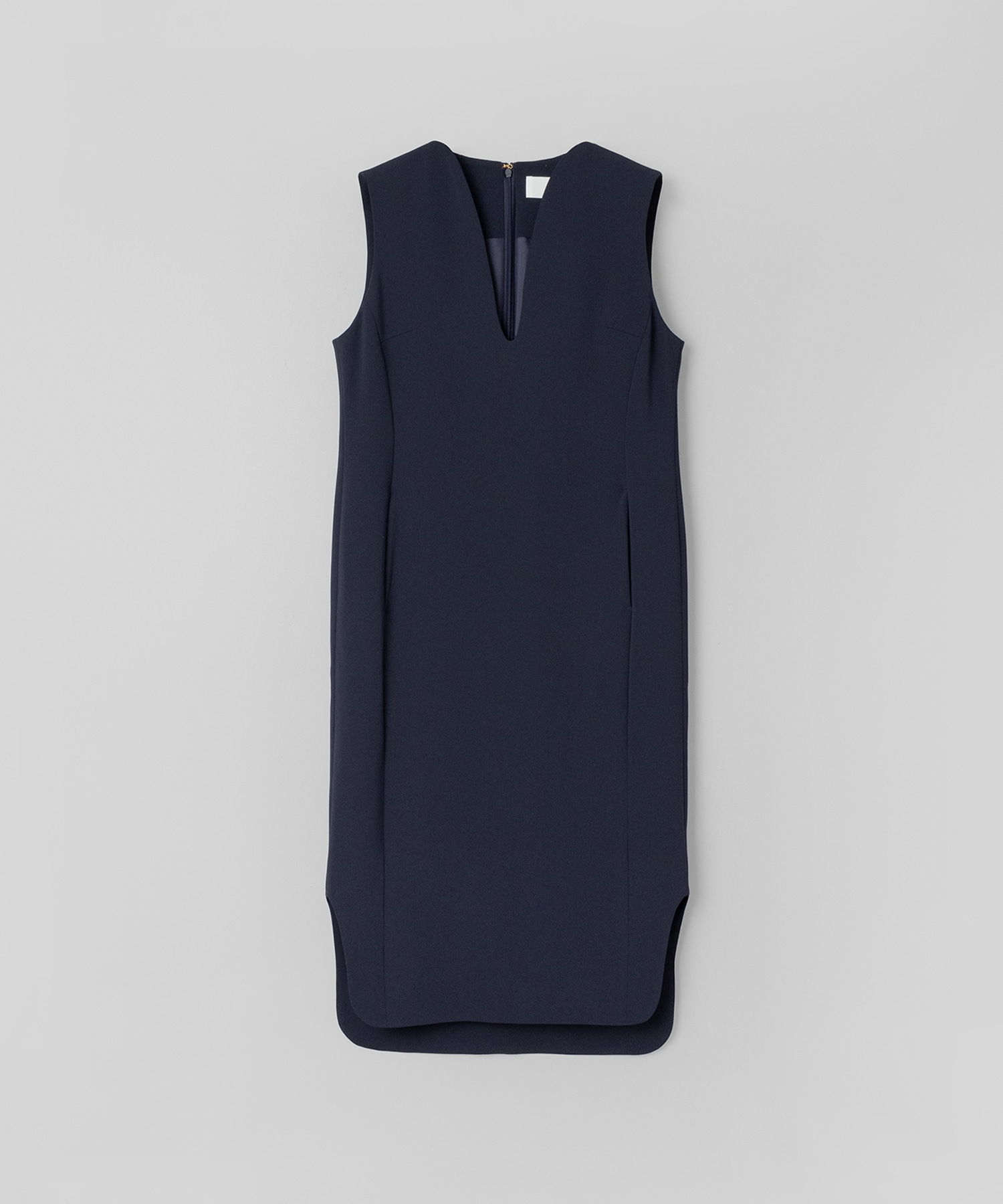 Triacetate Polyester Plunged Sleeveless Dress