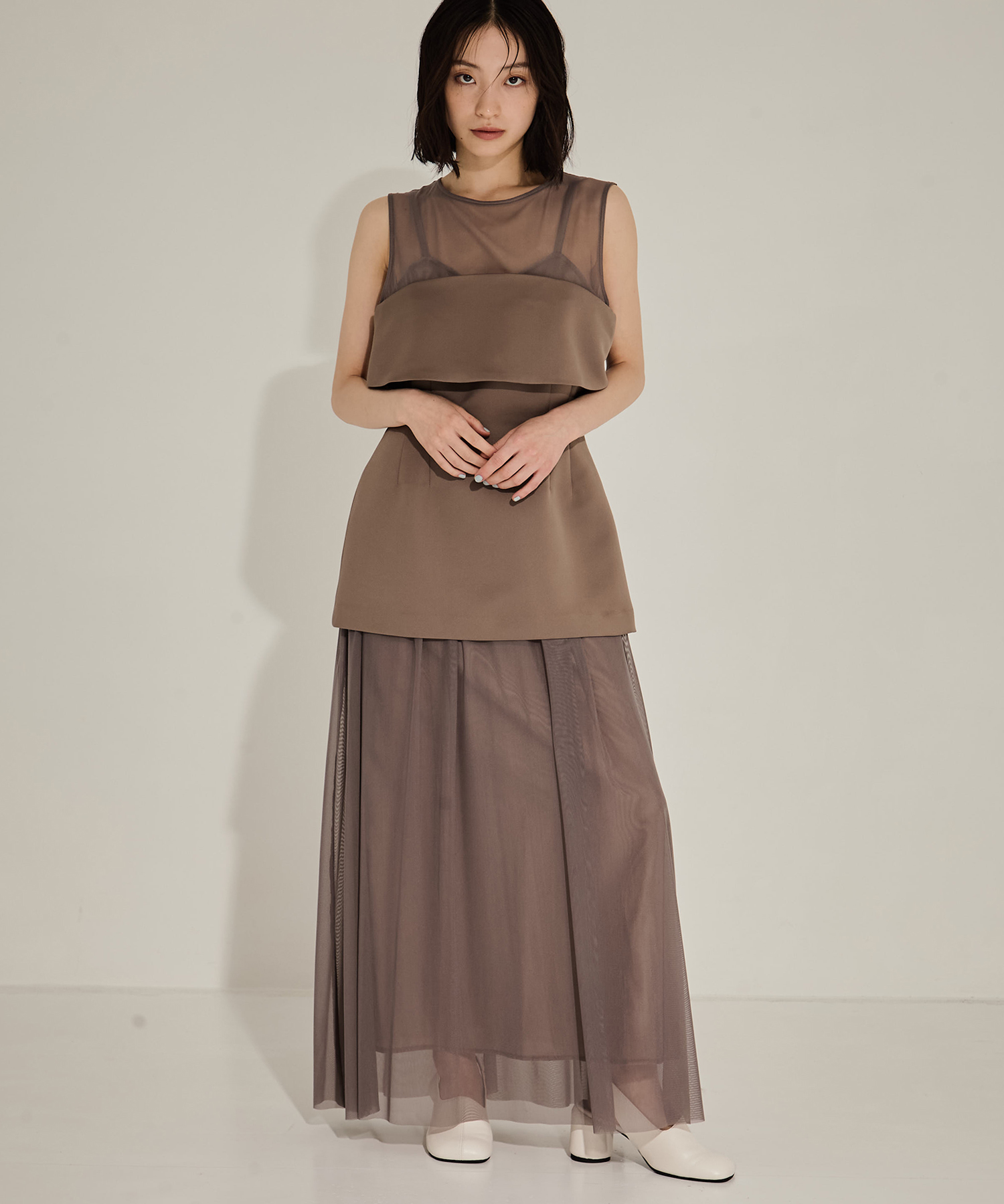 CORSET LAYERED SHEER DRESS