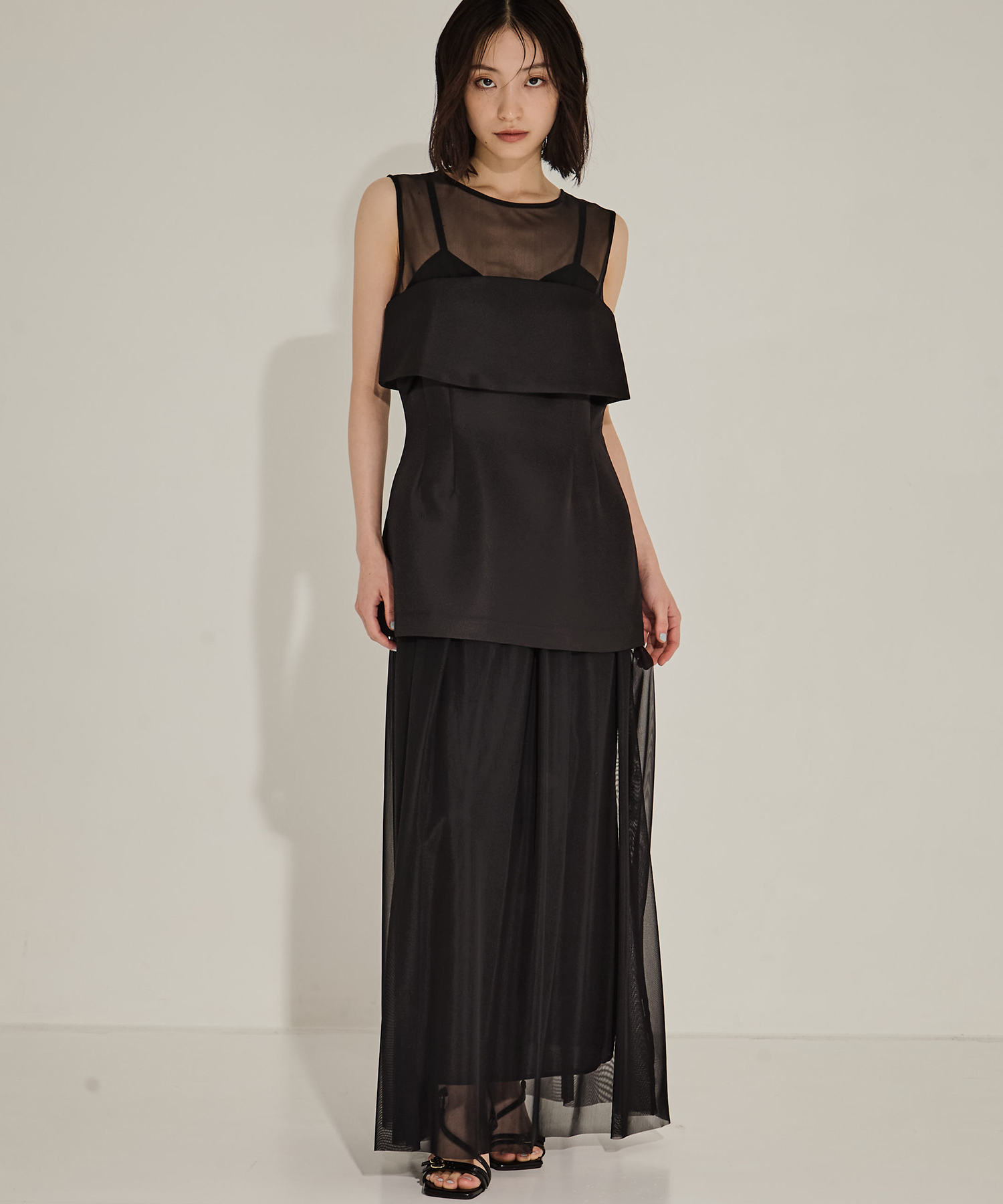 CORSET LAYERED SHEER DRESS