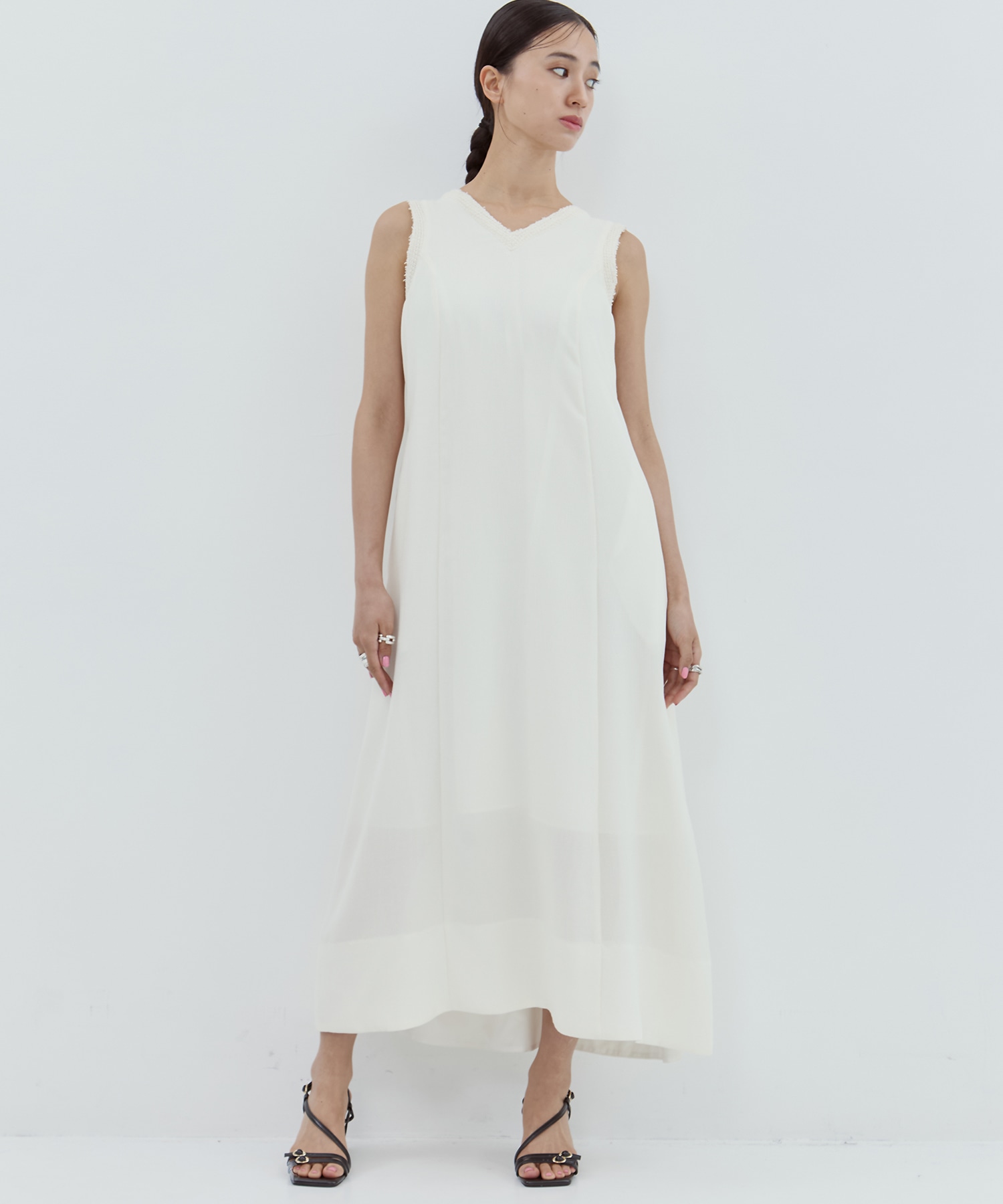 V Neck Sleeveless Mesh Dress