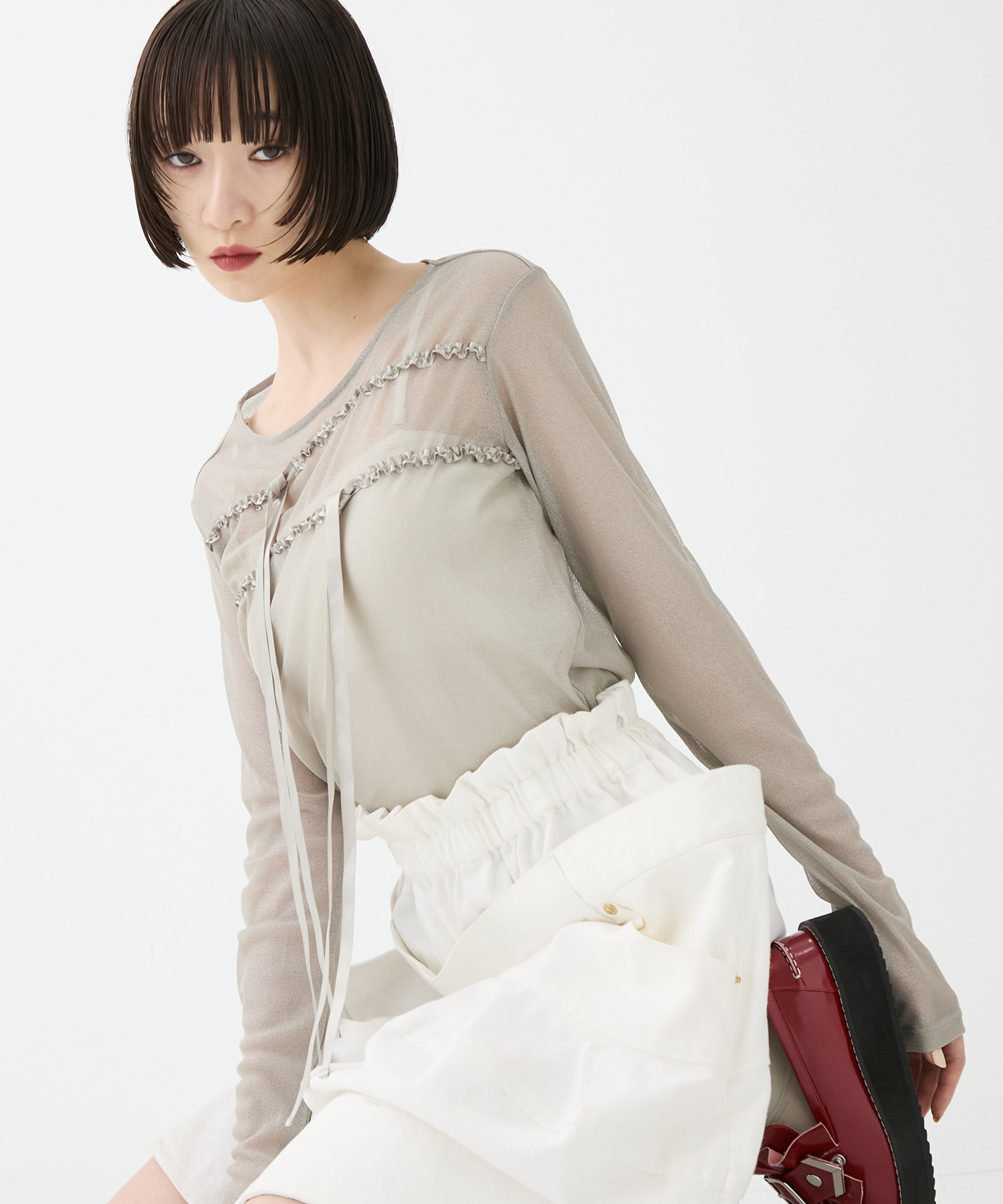 別注SHEER RIBON SKIN TOPS