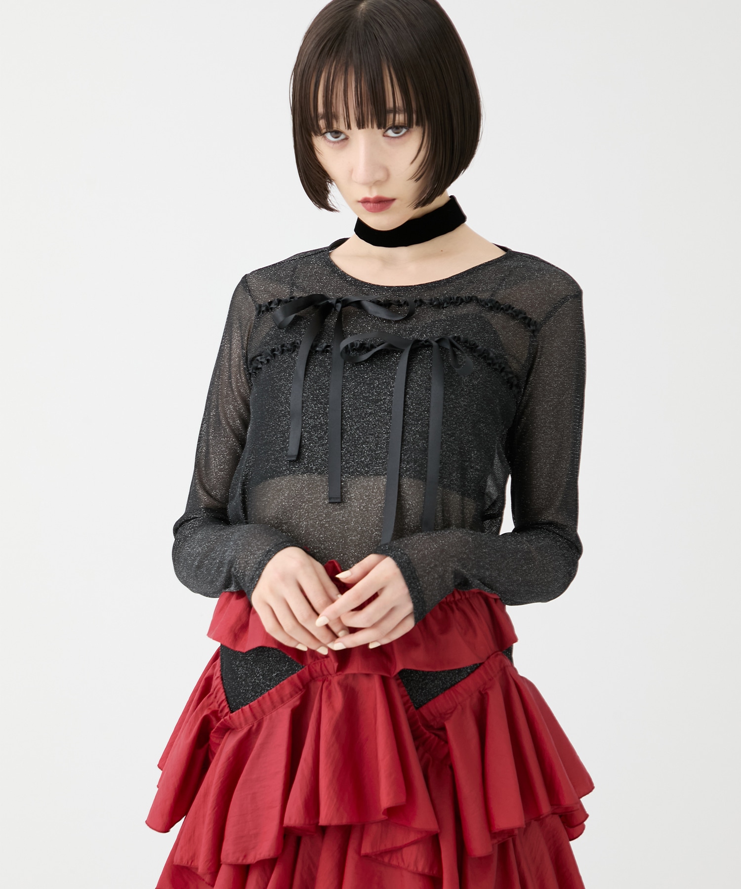 別注SHEER RIBON SKIN TOPS