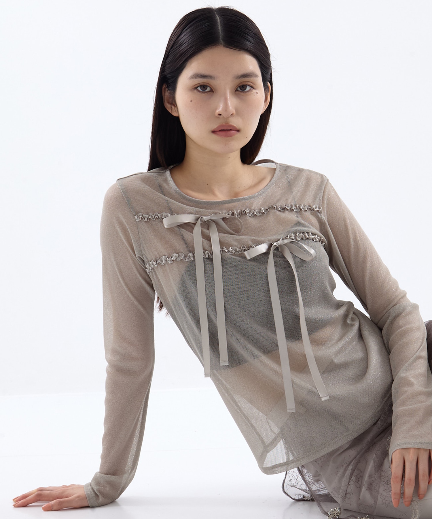 別注SHEER RIBON SKIN TOPS