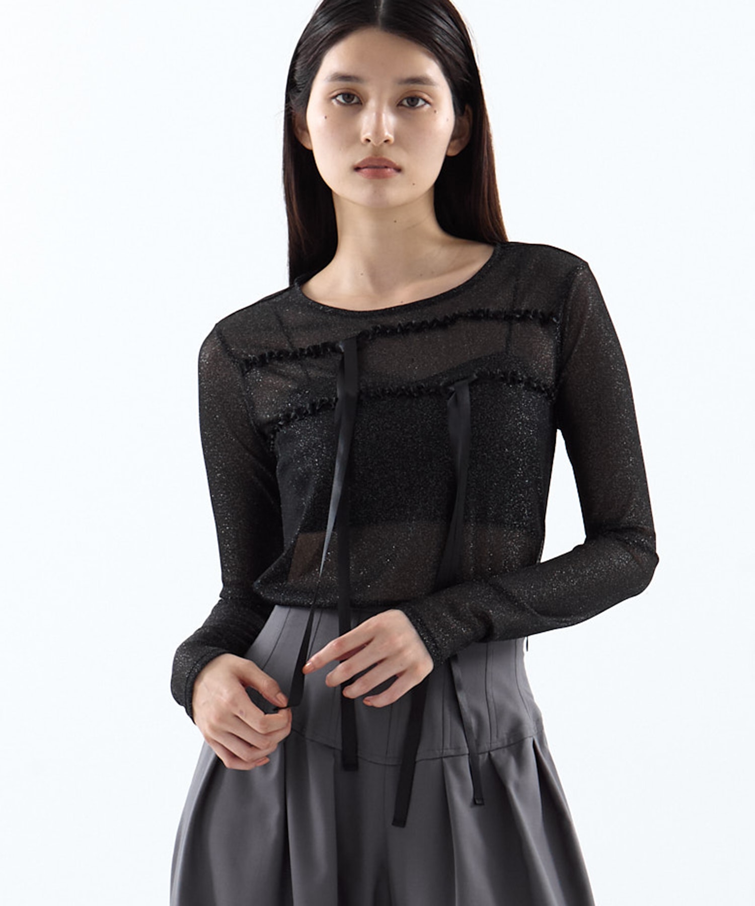別注SHEER RIBON SKIN TOPS