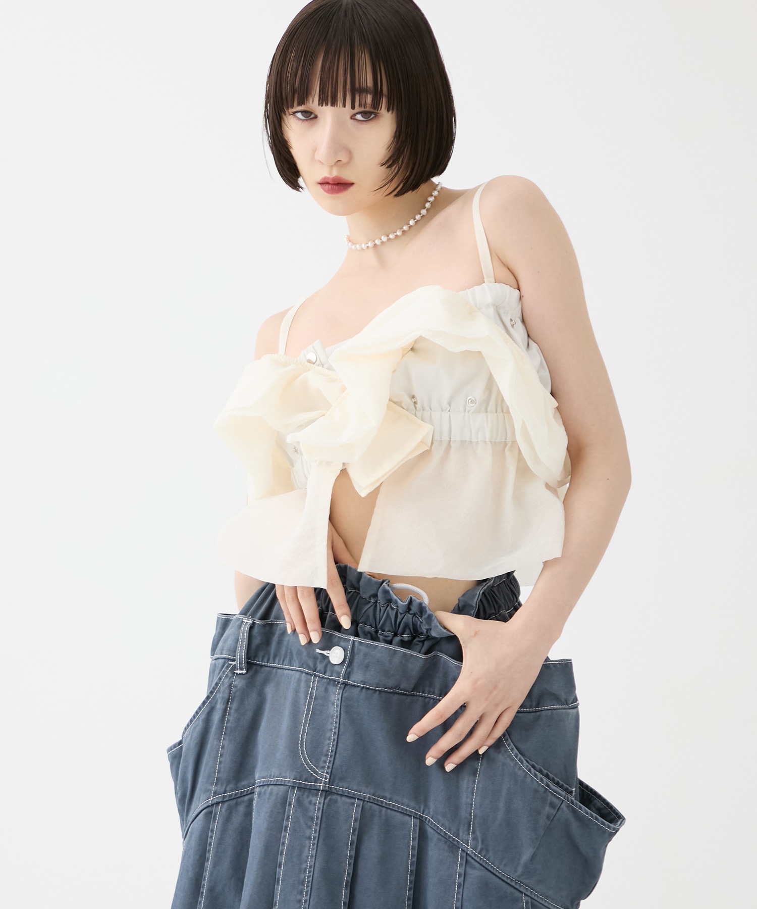 別注frower frill vest
