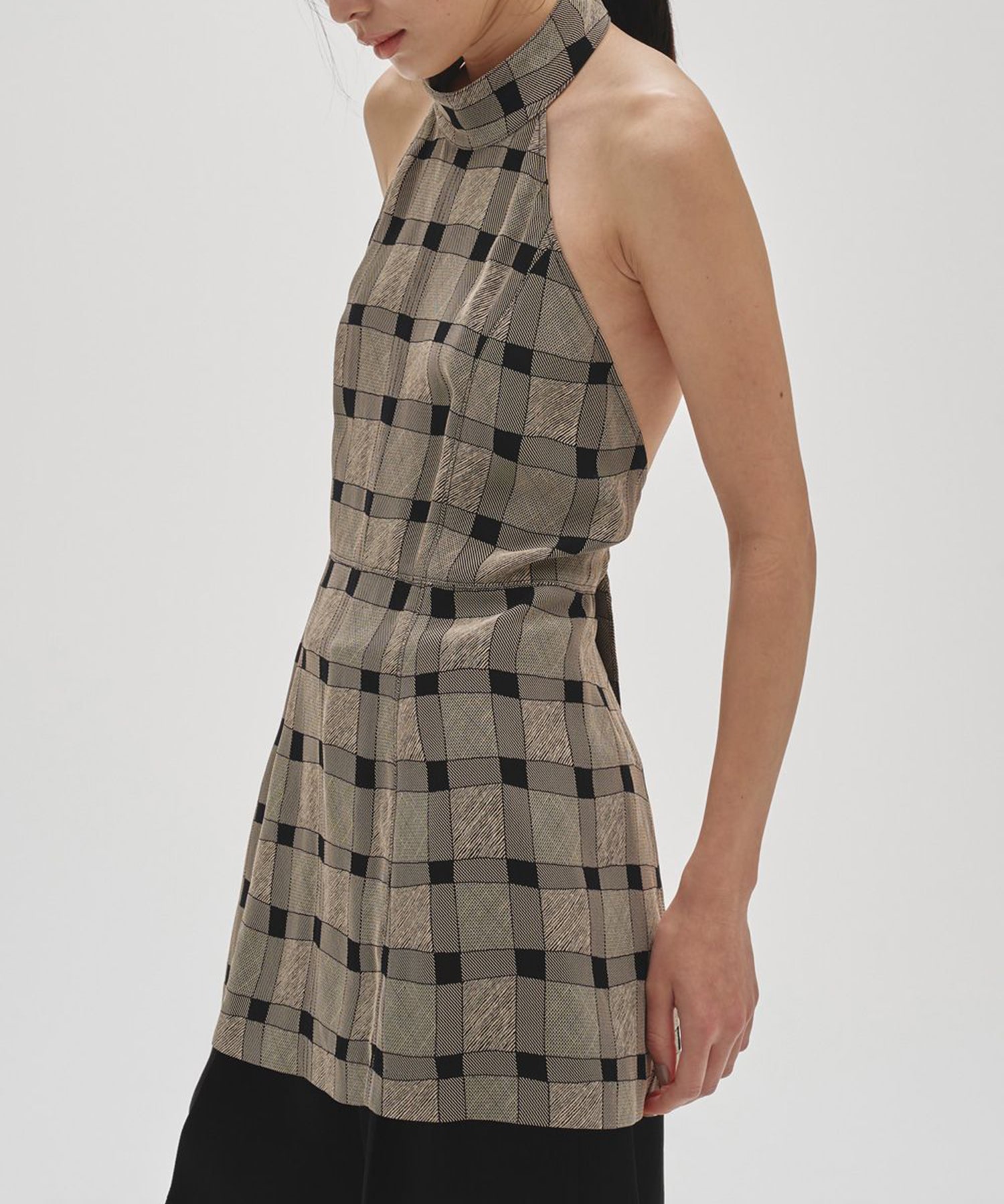 Halterneck Checkjaquard Top