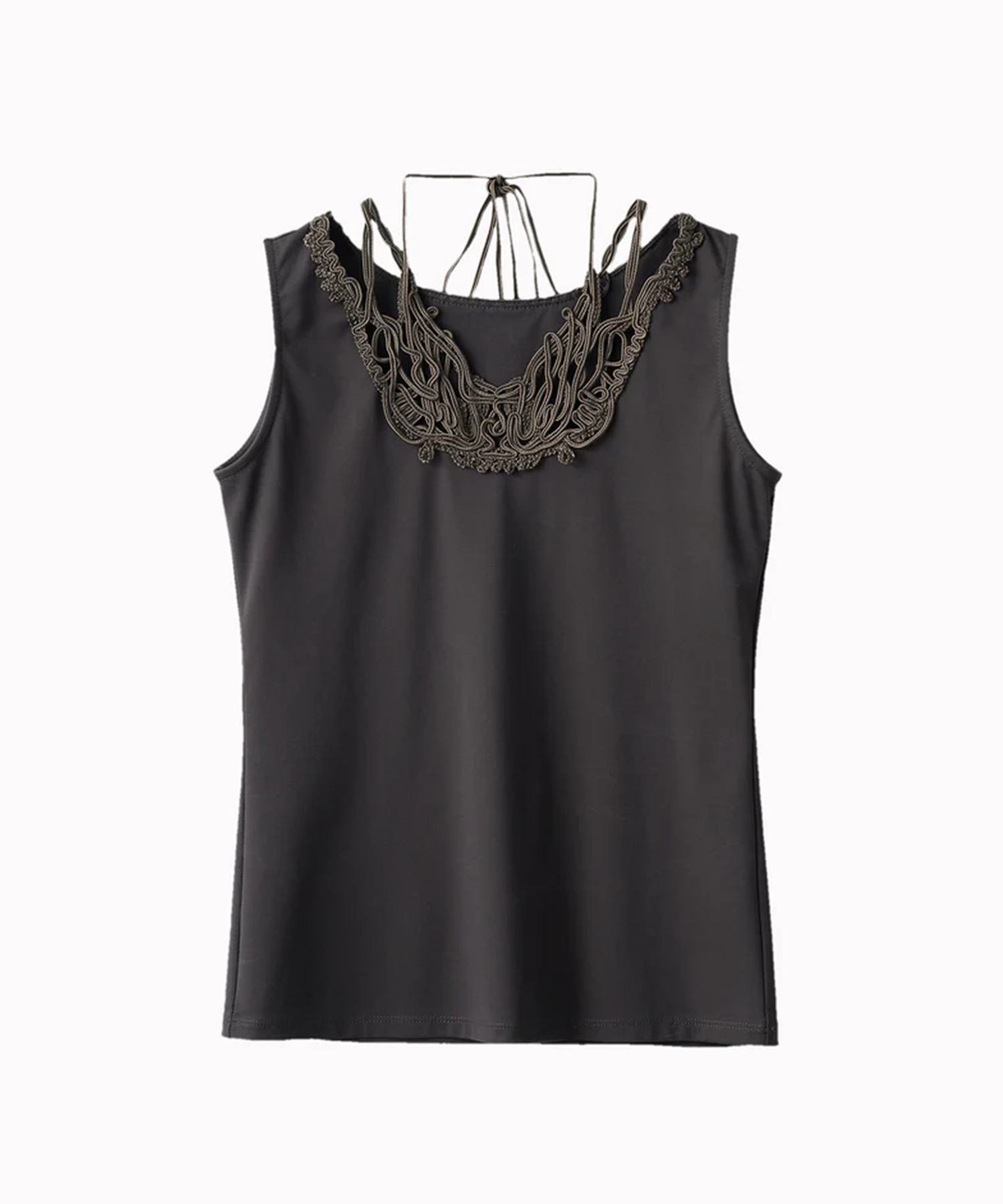 Vine embroidered jersey tank tops