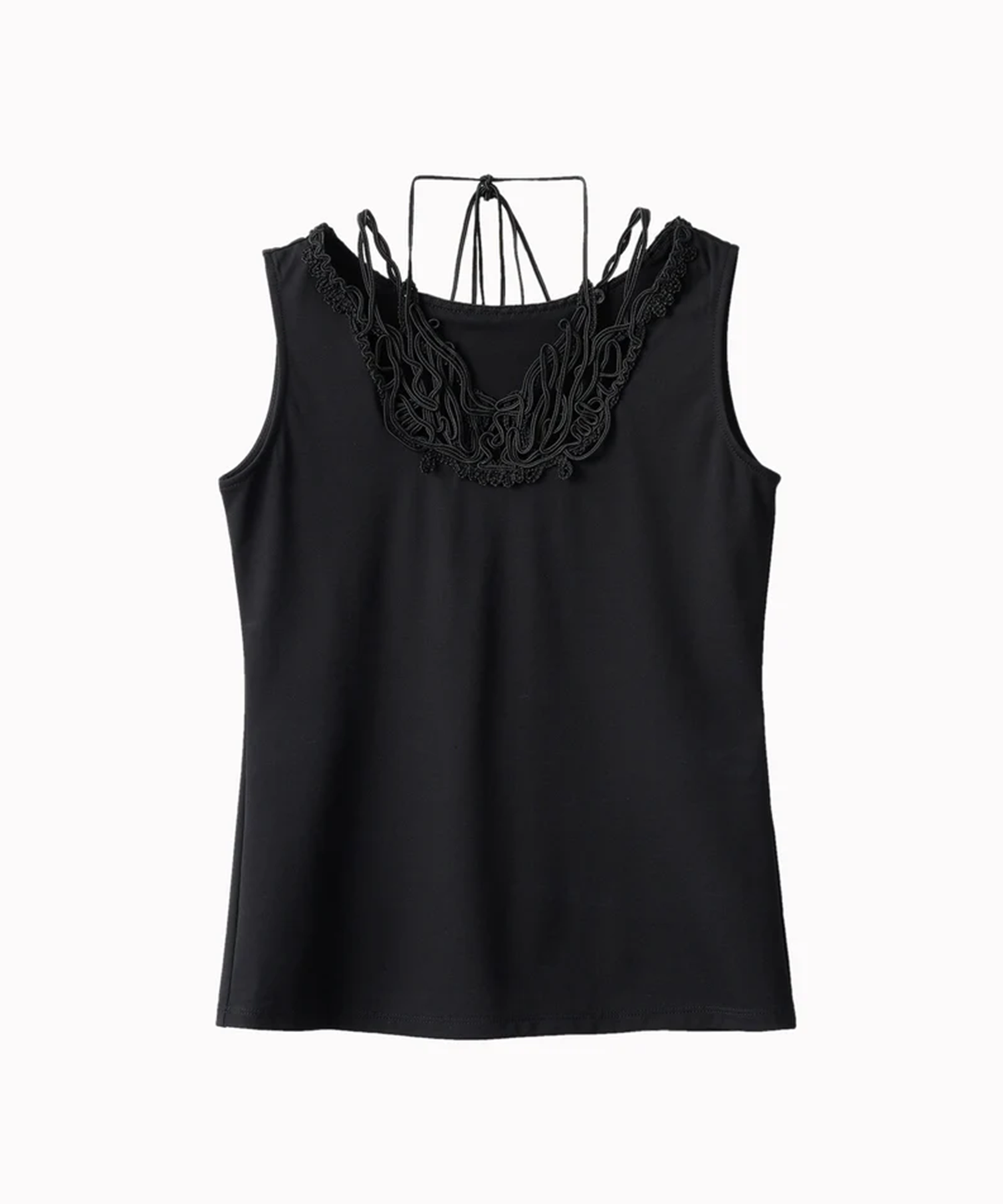 Vine embroidered jersey tank tops