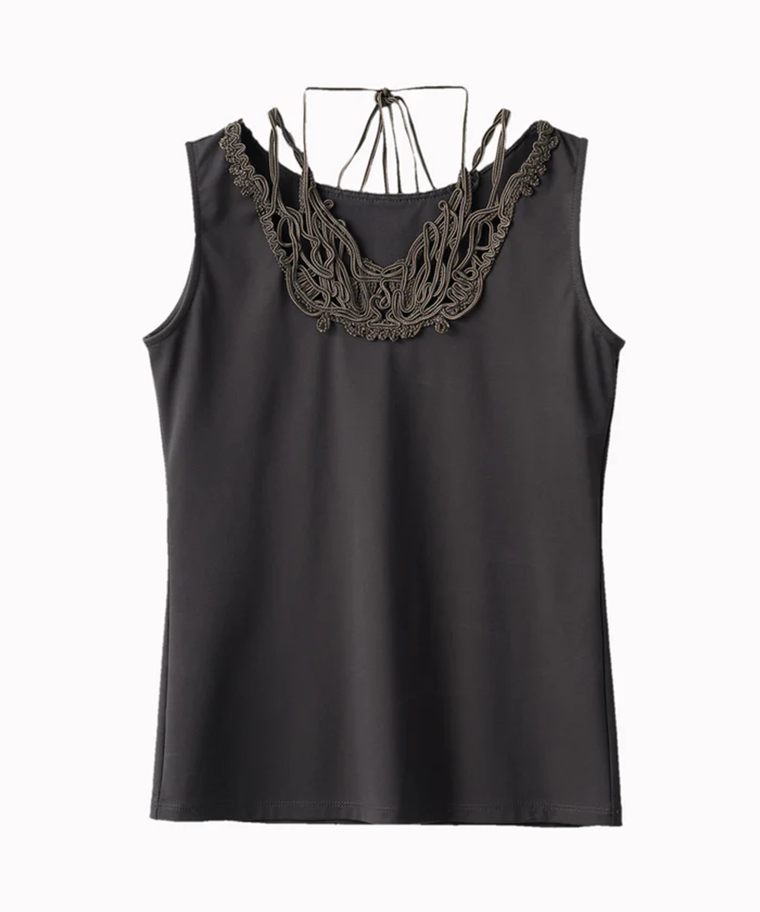 Vine embroidered jersey tank tops
