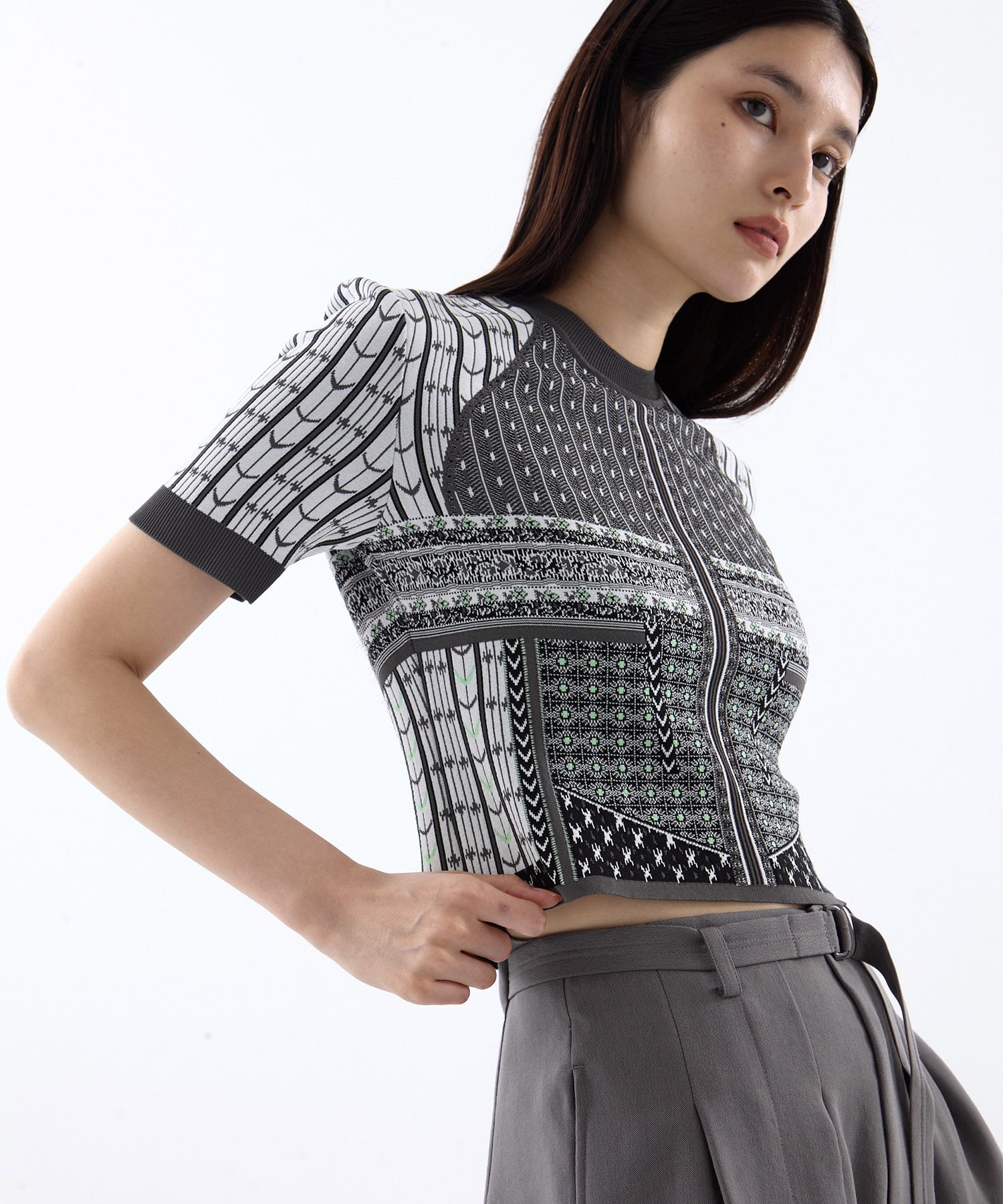 Geometric Pattern Knitted Top
