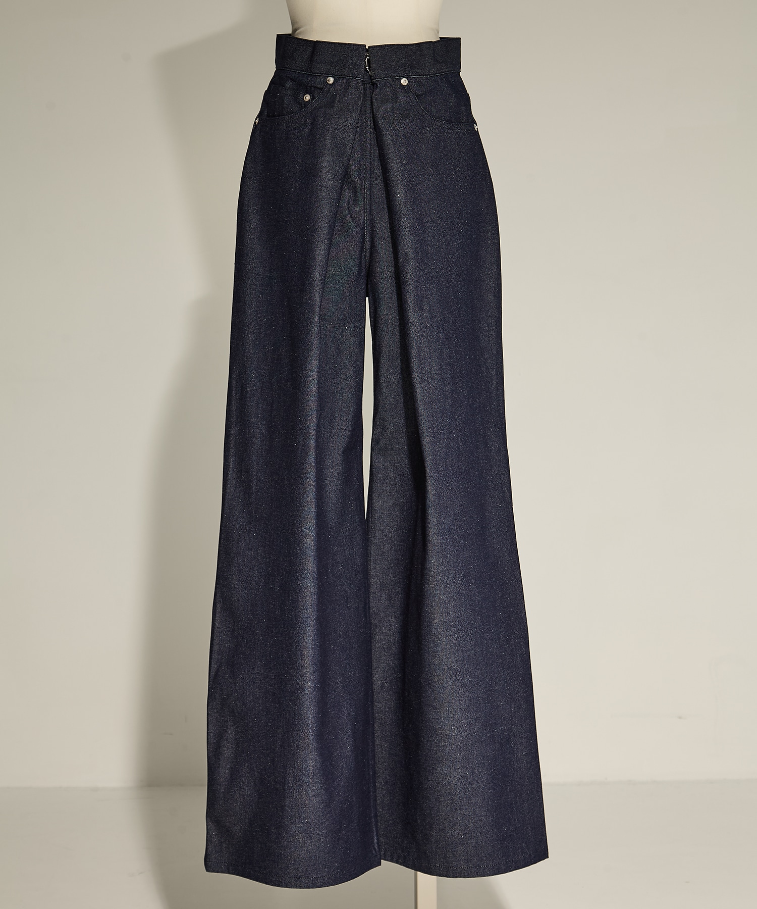 RIGID DENIM WIDE PANTS (SHORT LENGTH)