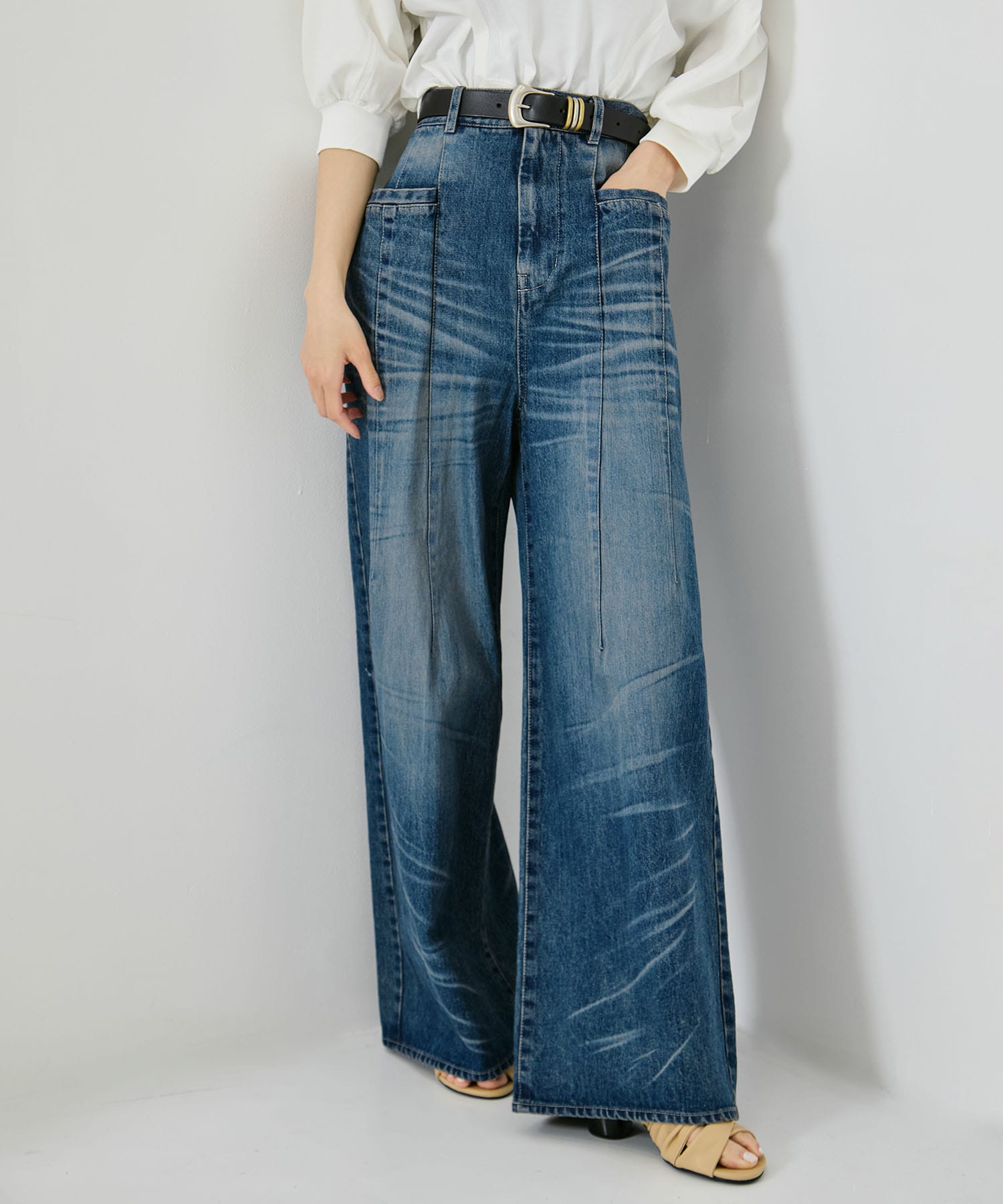 Tucked Wide Leg Jeans