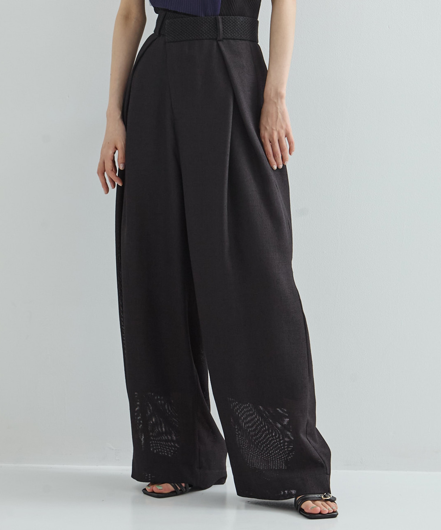Asymmetric Front Mesh Trousers