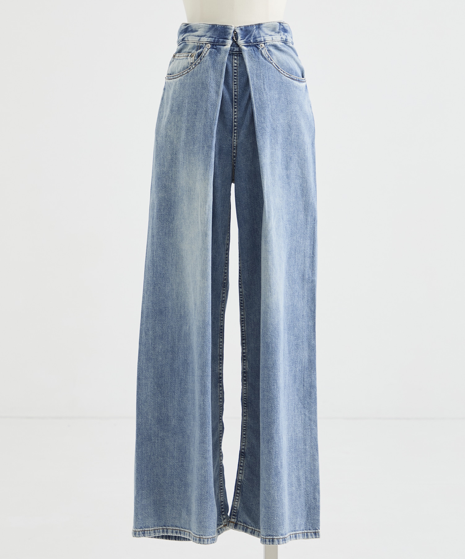 別注 WASHED DENIM FOLDED WIDE PANTS (SHORT LENGTH)
