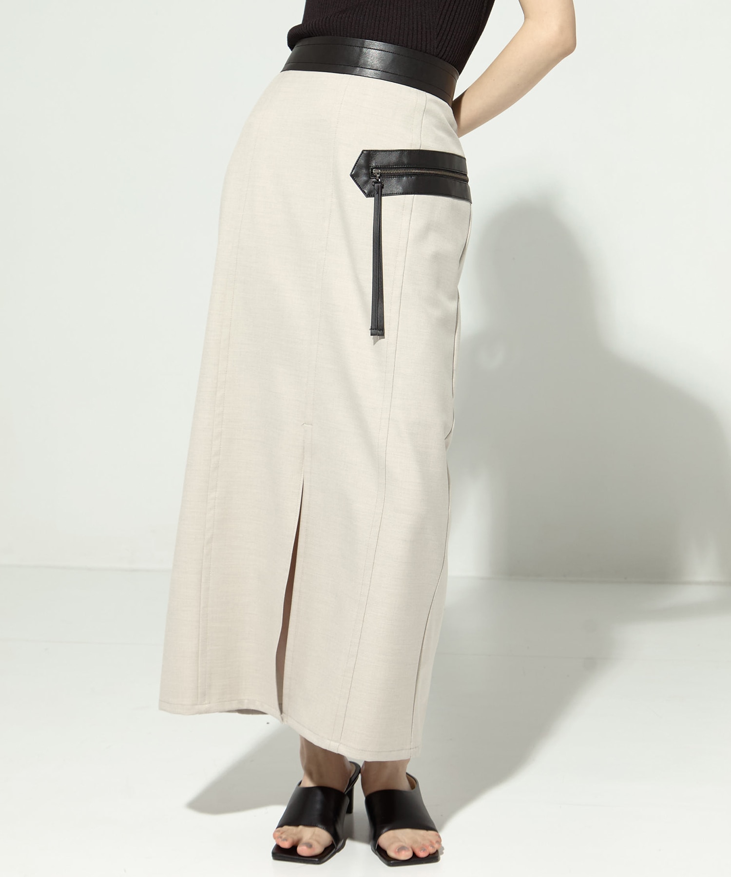 Leather Belted Straight SK