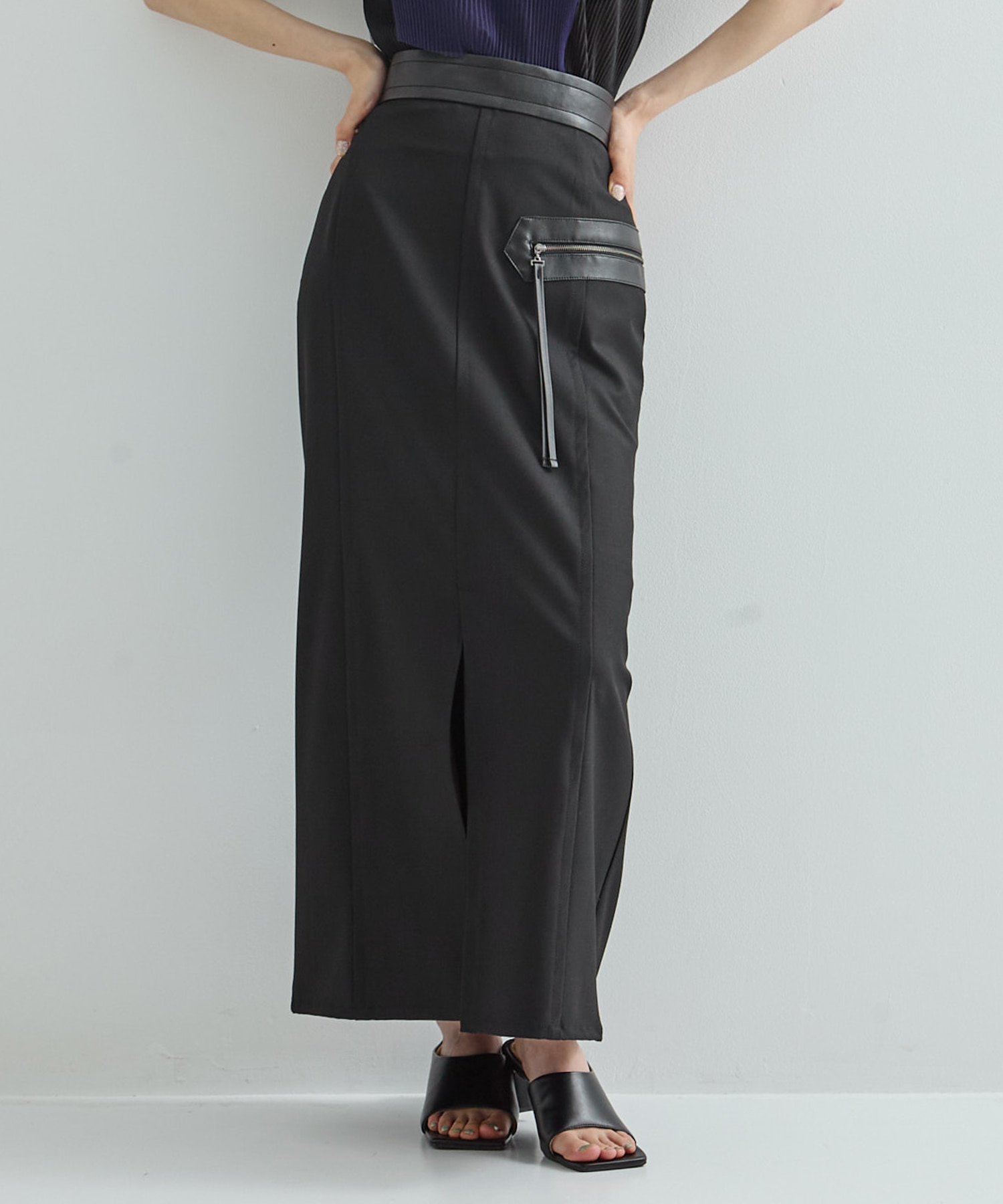 Leather Belted Straight SK