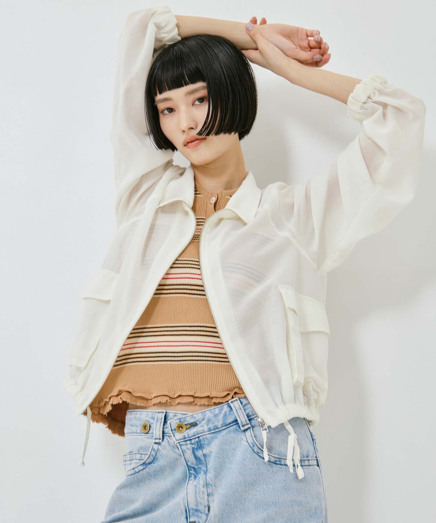 SHEER ZIP BLOUSON