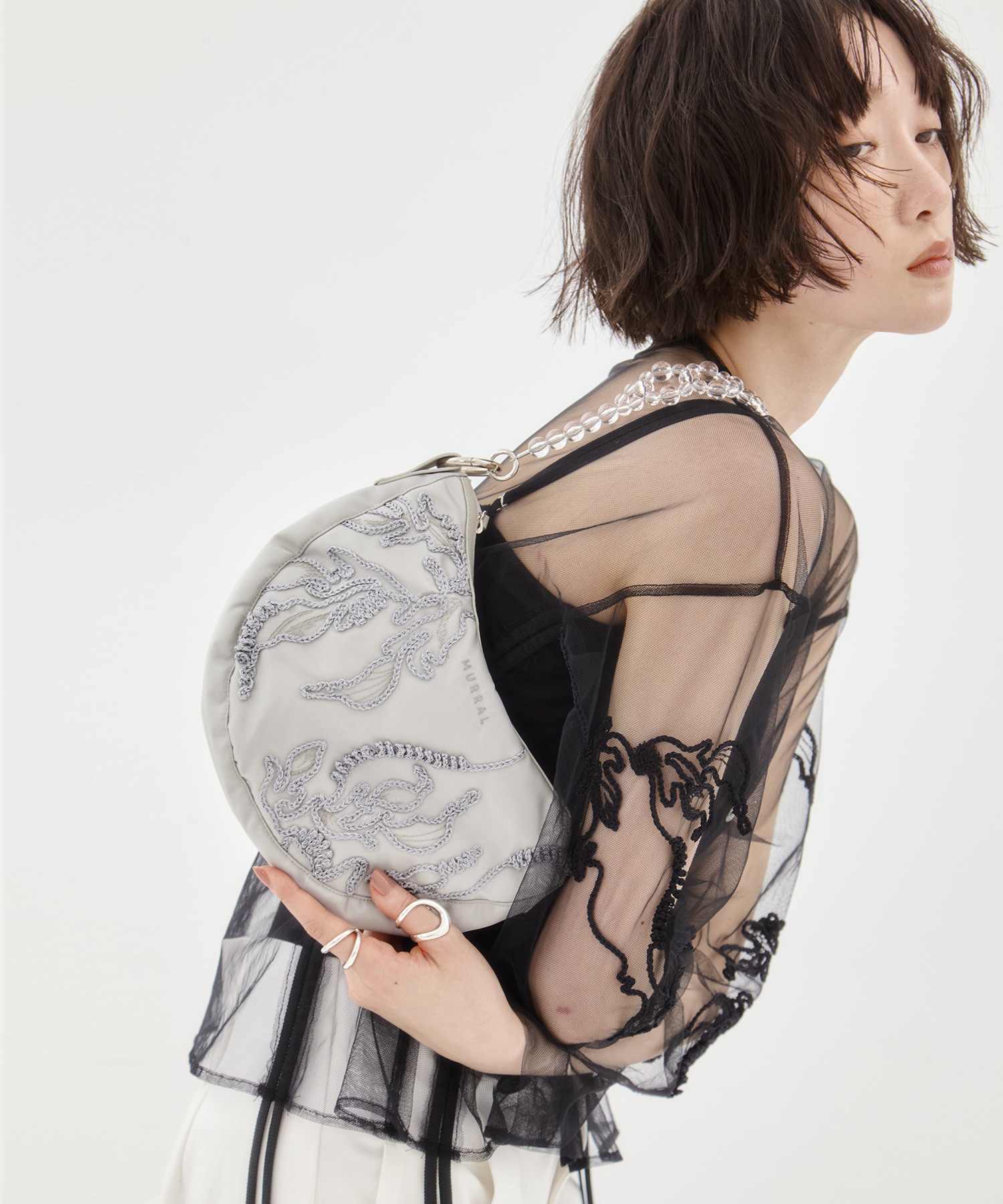 Sea pea embroidered bag