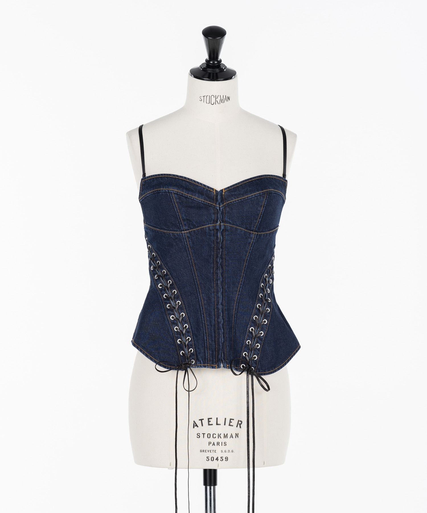 Lace up denim bustier