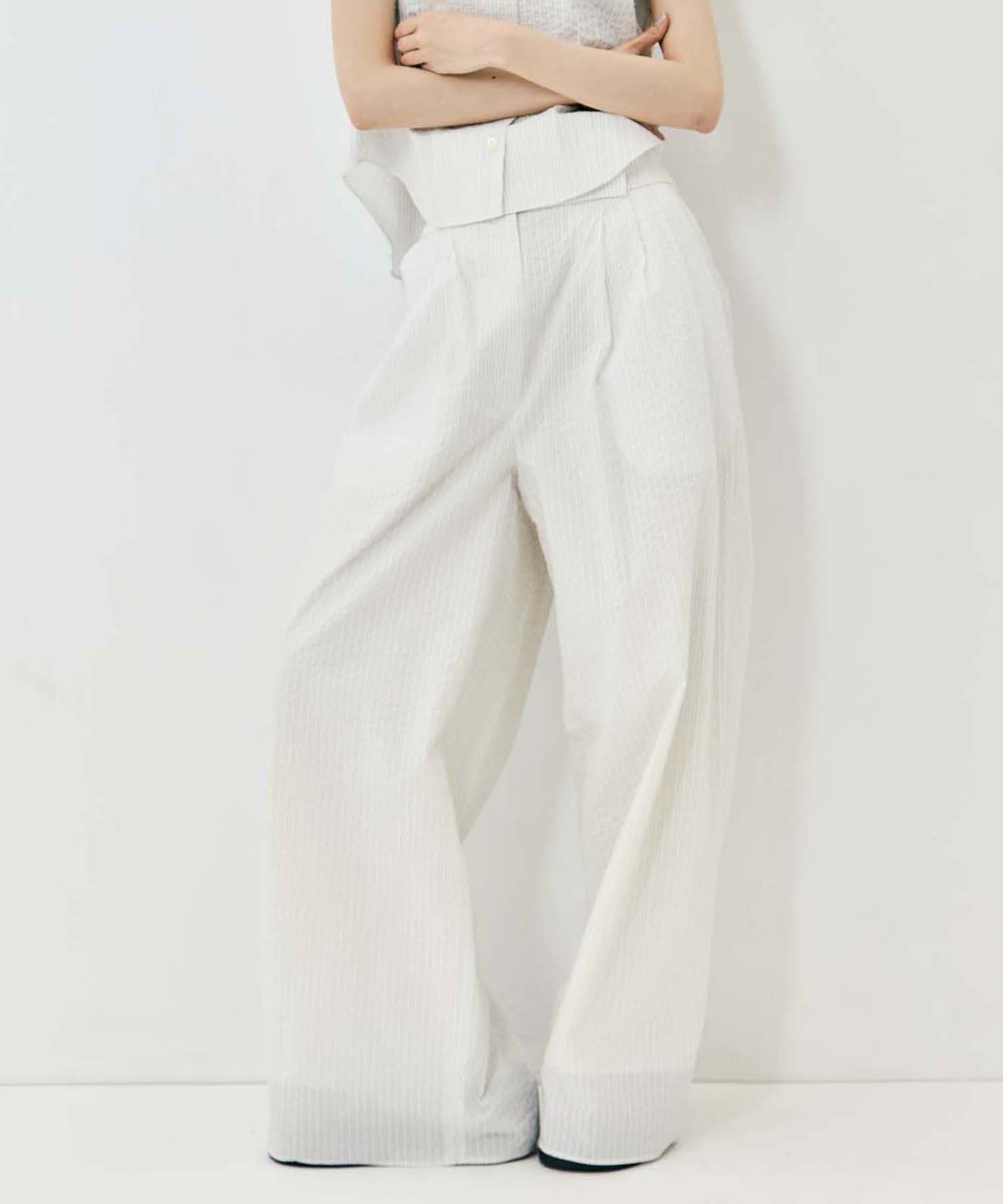 Seersucker Flare Pants