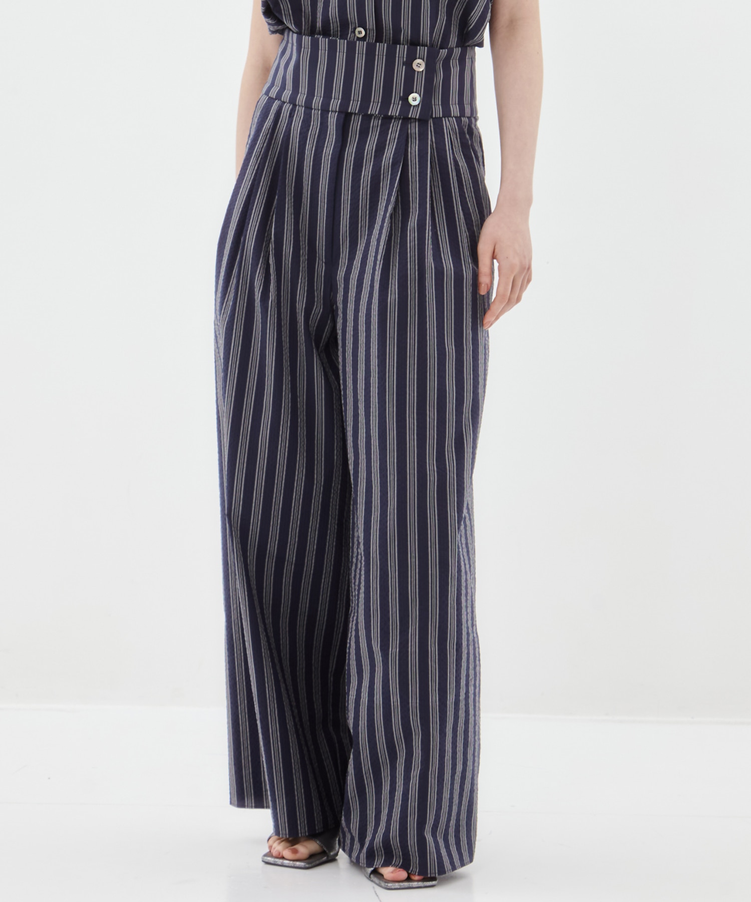 Seersucker Flare Pants