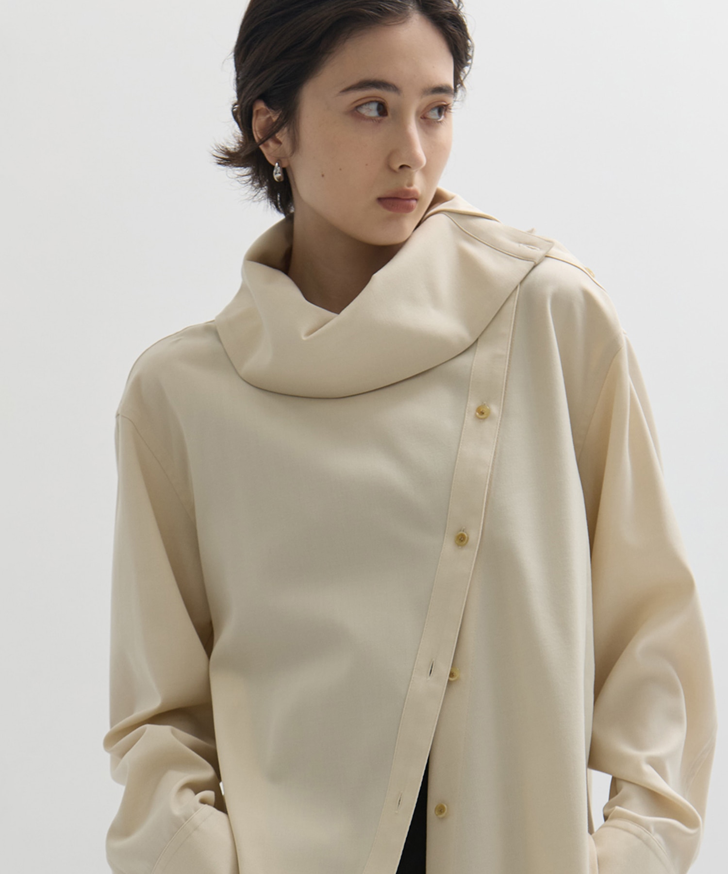 Viscose Wool Big Collar Shirt
