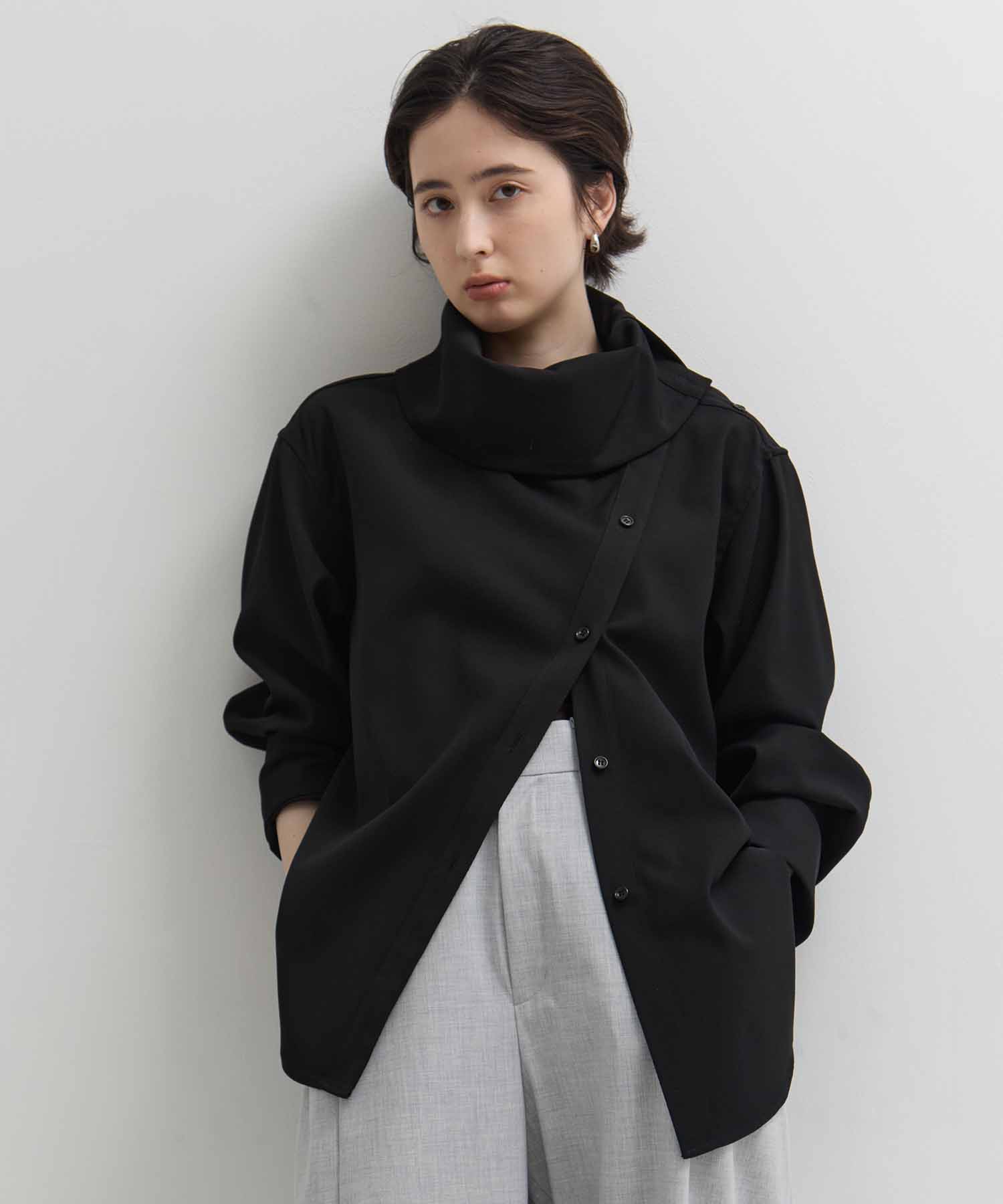 Viscose Wool Big Collar Shirt
