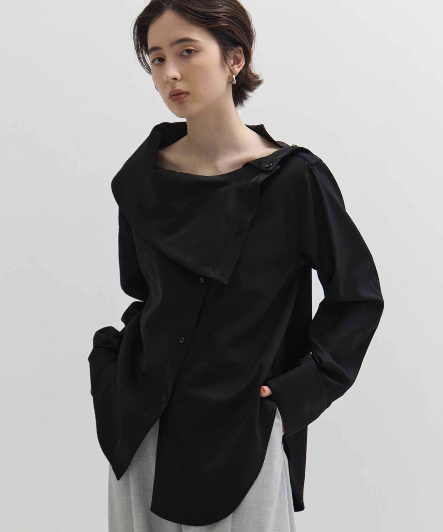 Viscose Wool Big Collar Shirt