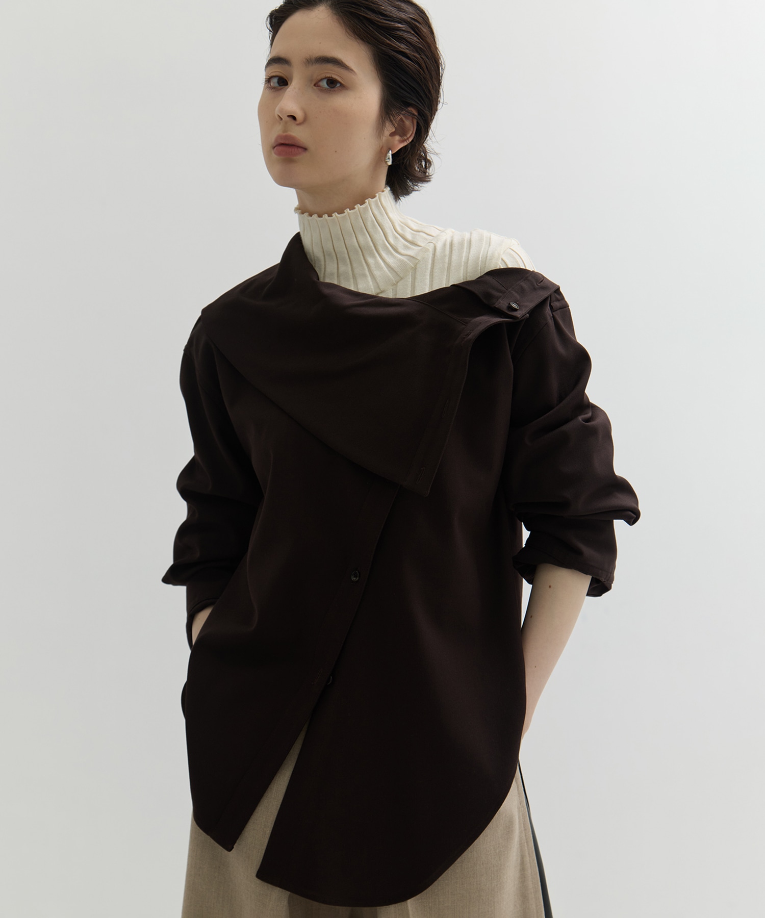 Viscose Wool Big Collar Shirt