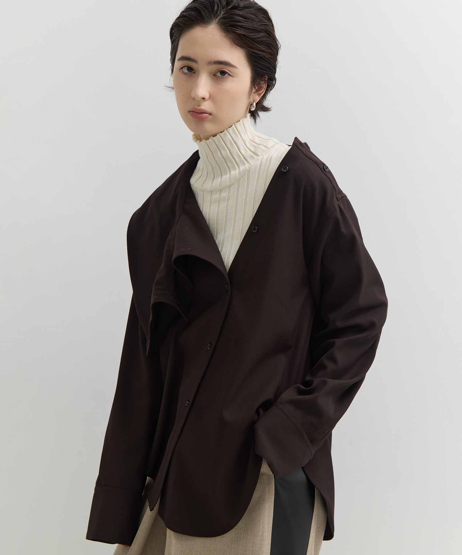 Viscose Wool Big Collar Shirt