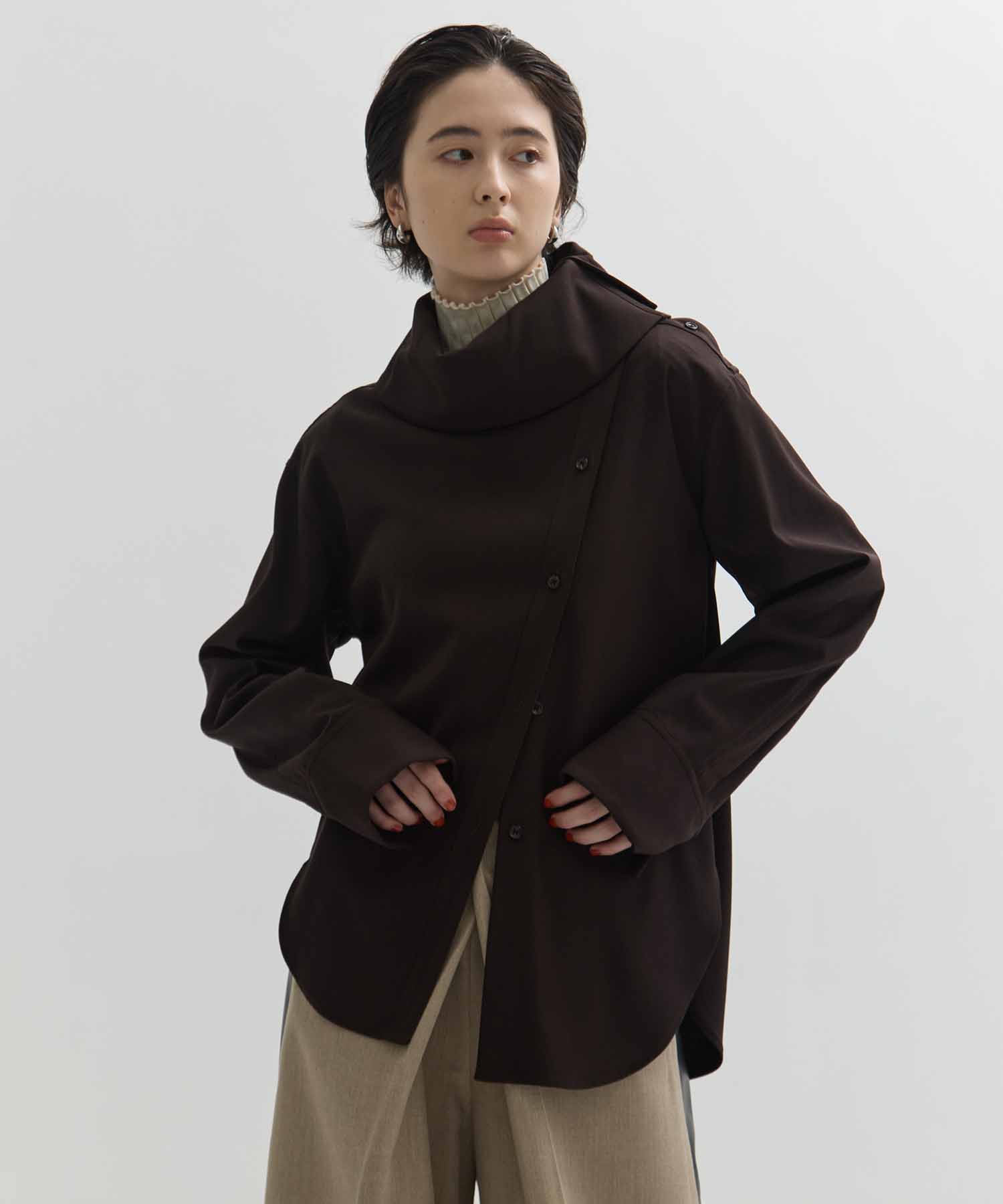 Viscose Wool Big Collar Shirt