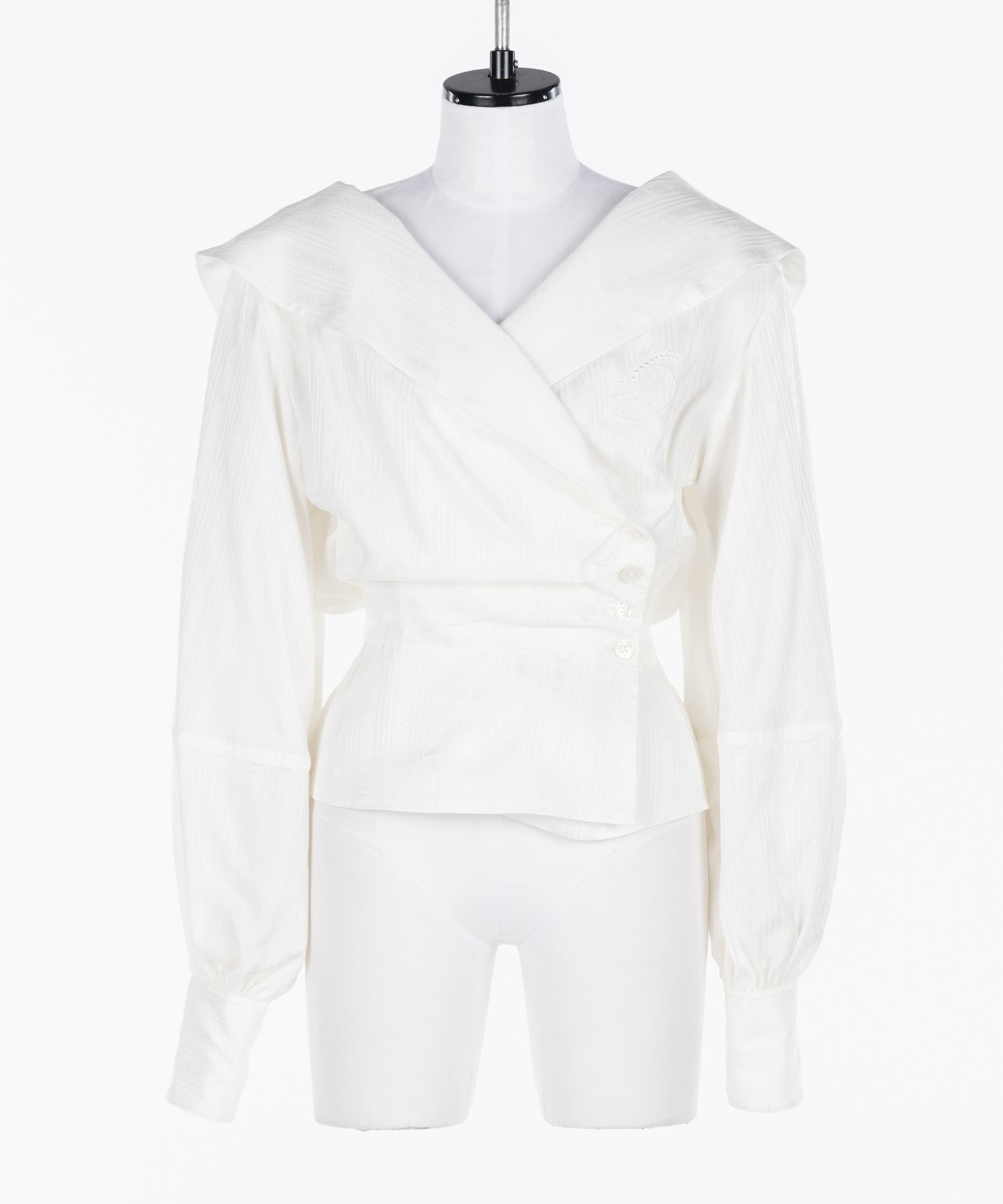 Rosejaquard stripsailor collar blouse