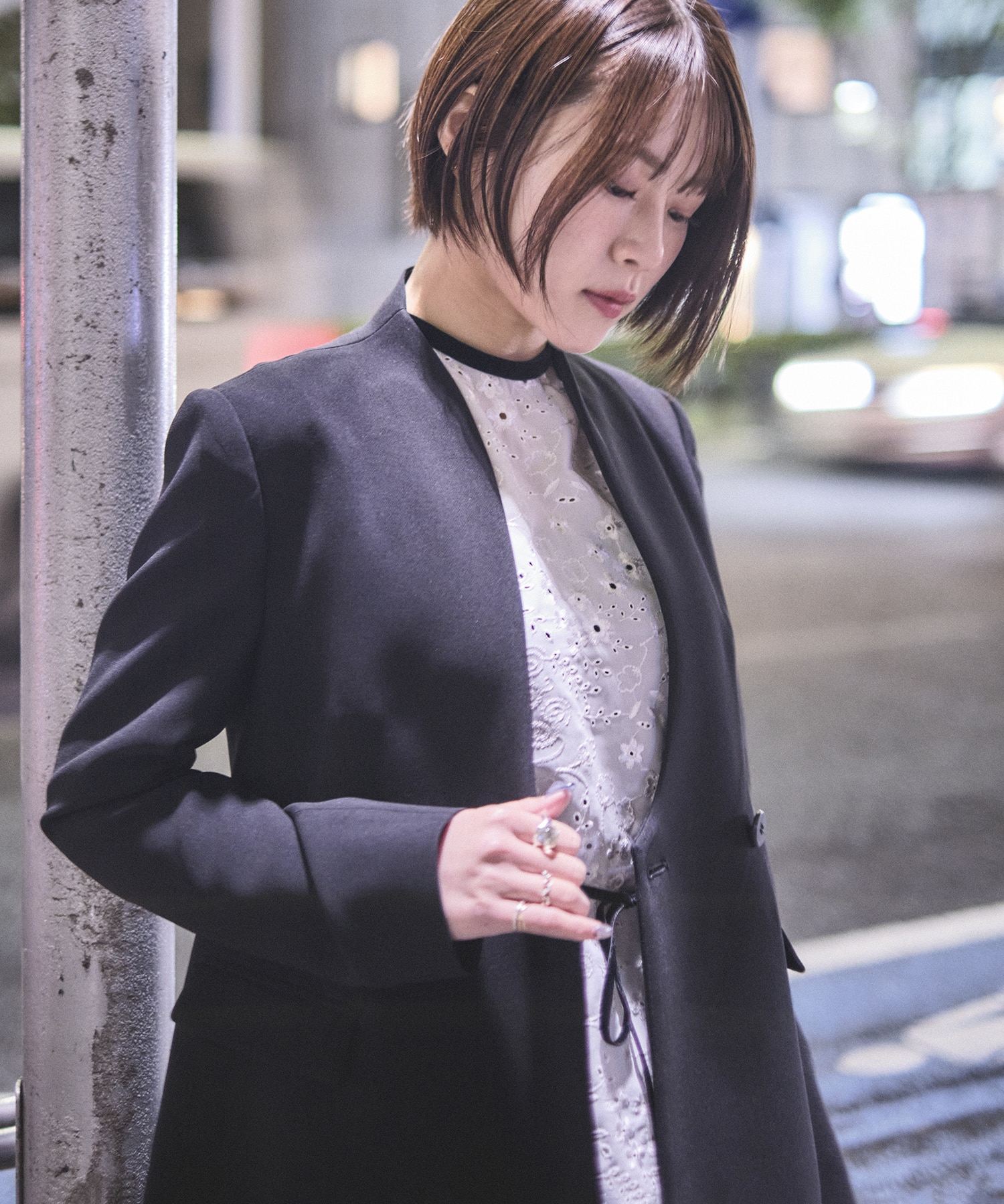 Triacetate Georgette Floral Embroidery Top