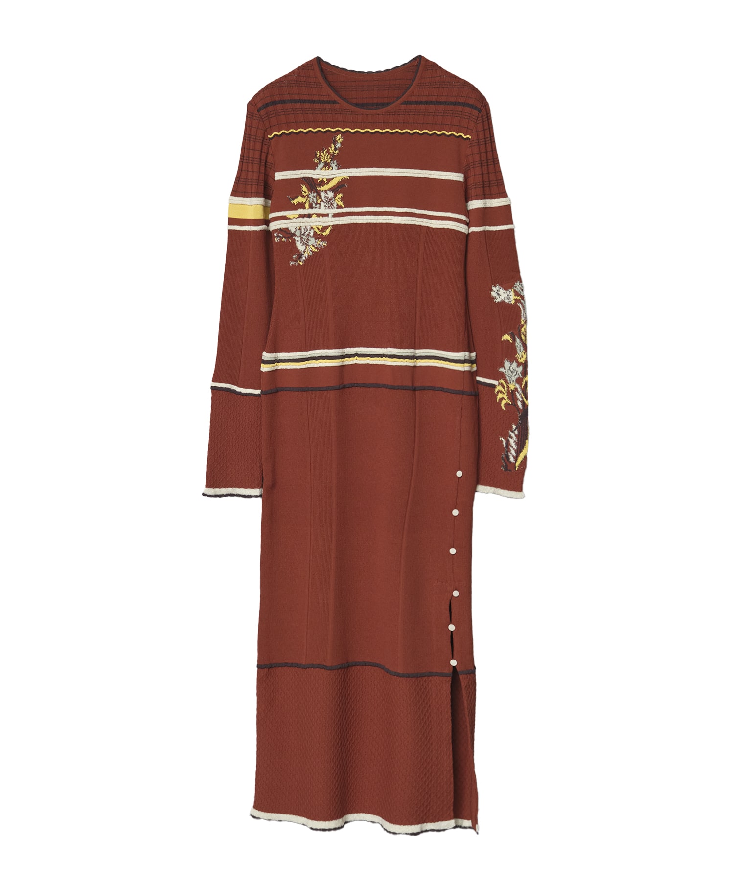 Floral Motif Intarsia Knitted Dress
