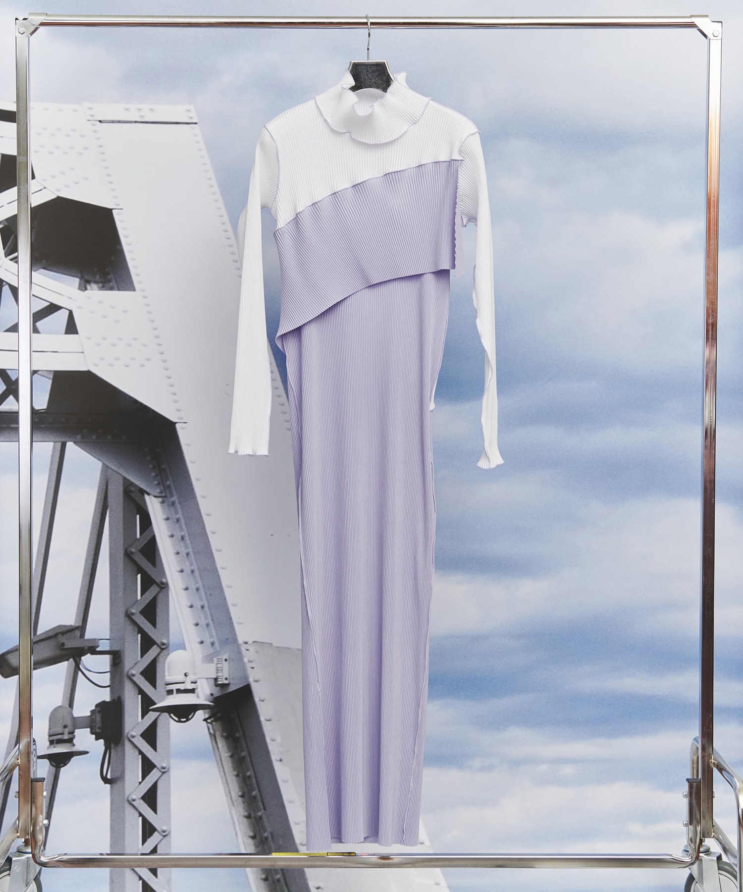 SPIRAL WAVE LONG SLEEVE DRESS *HIGH NECK TYPE