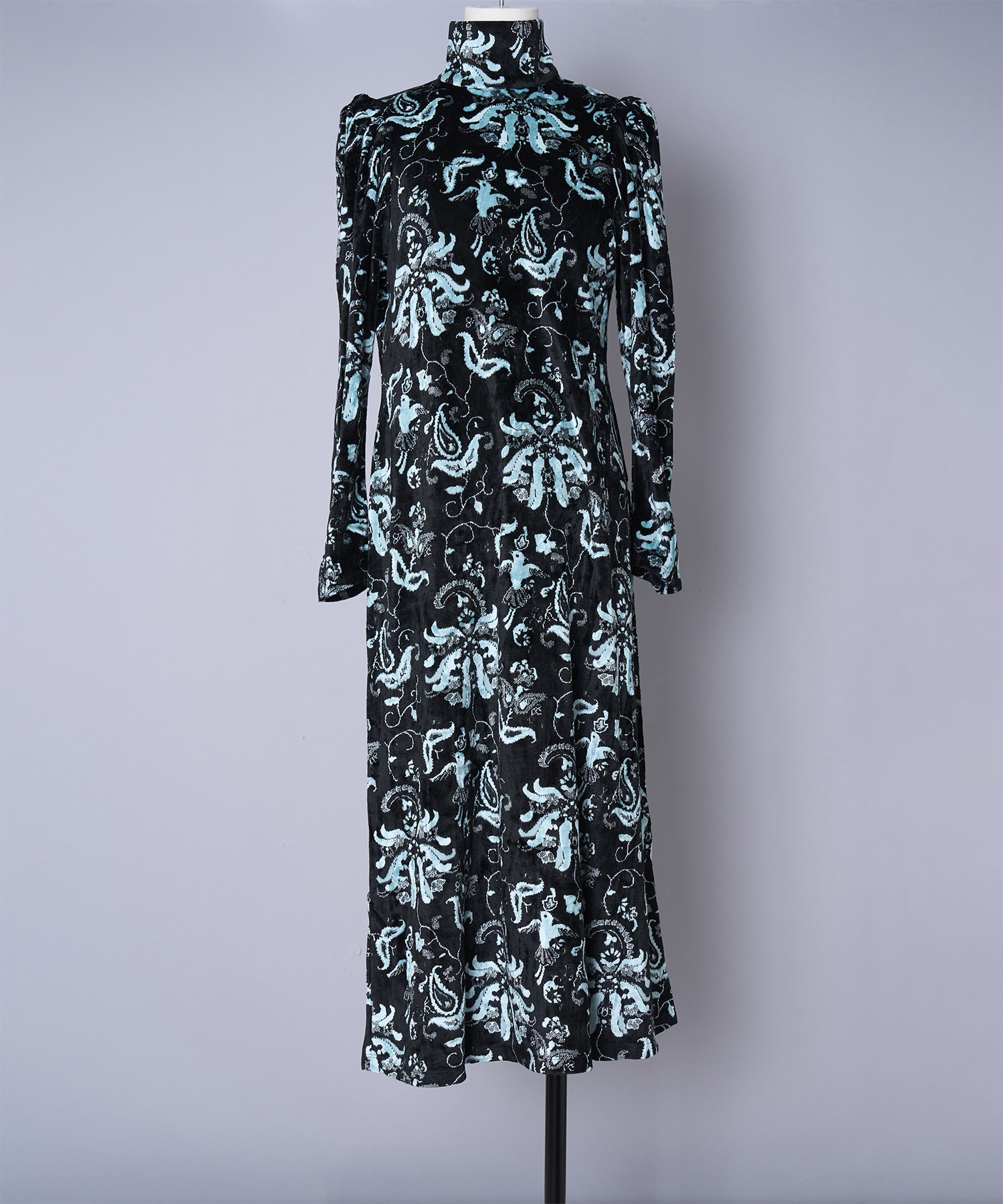 Velour Jersey High Neck Dress