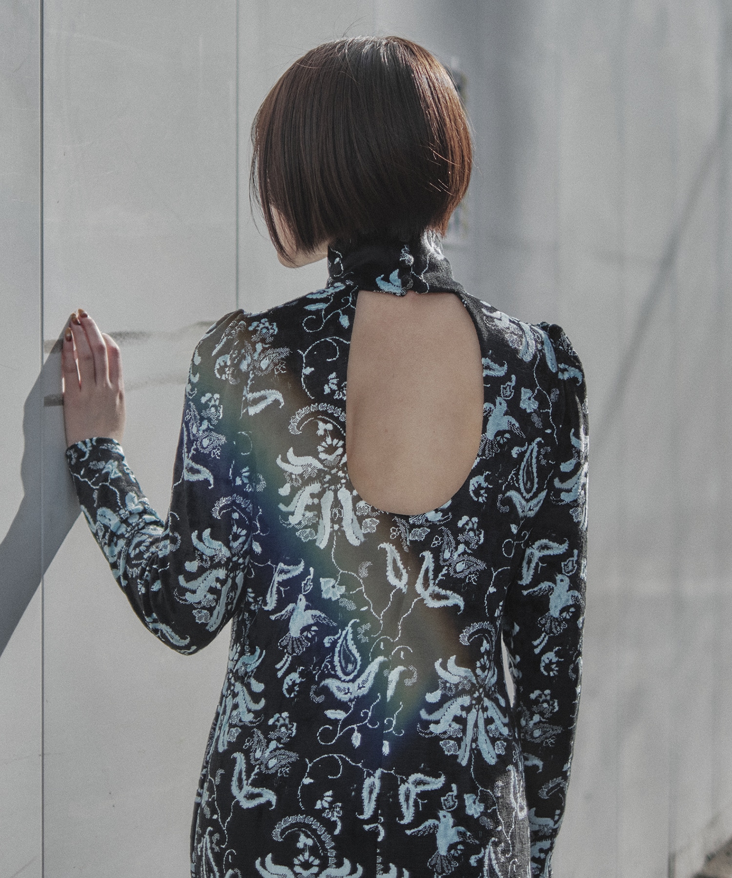 Velour Jersey High Neck Dress