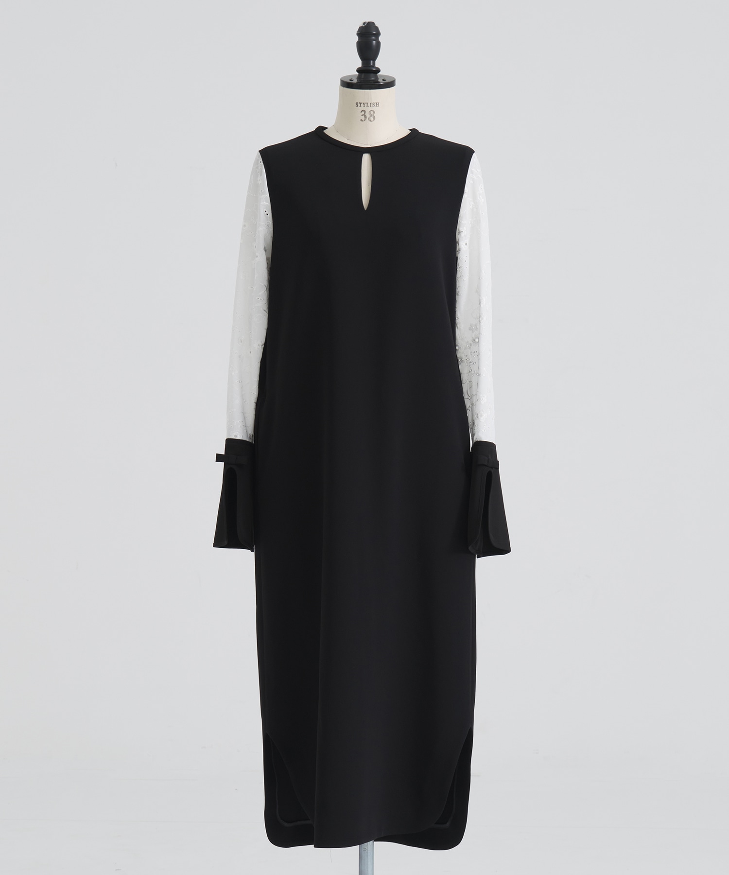 Triacetate Georgette Floral Embroidery Sleeve Classic Dress