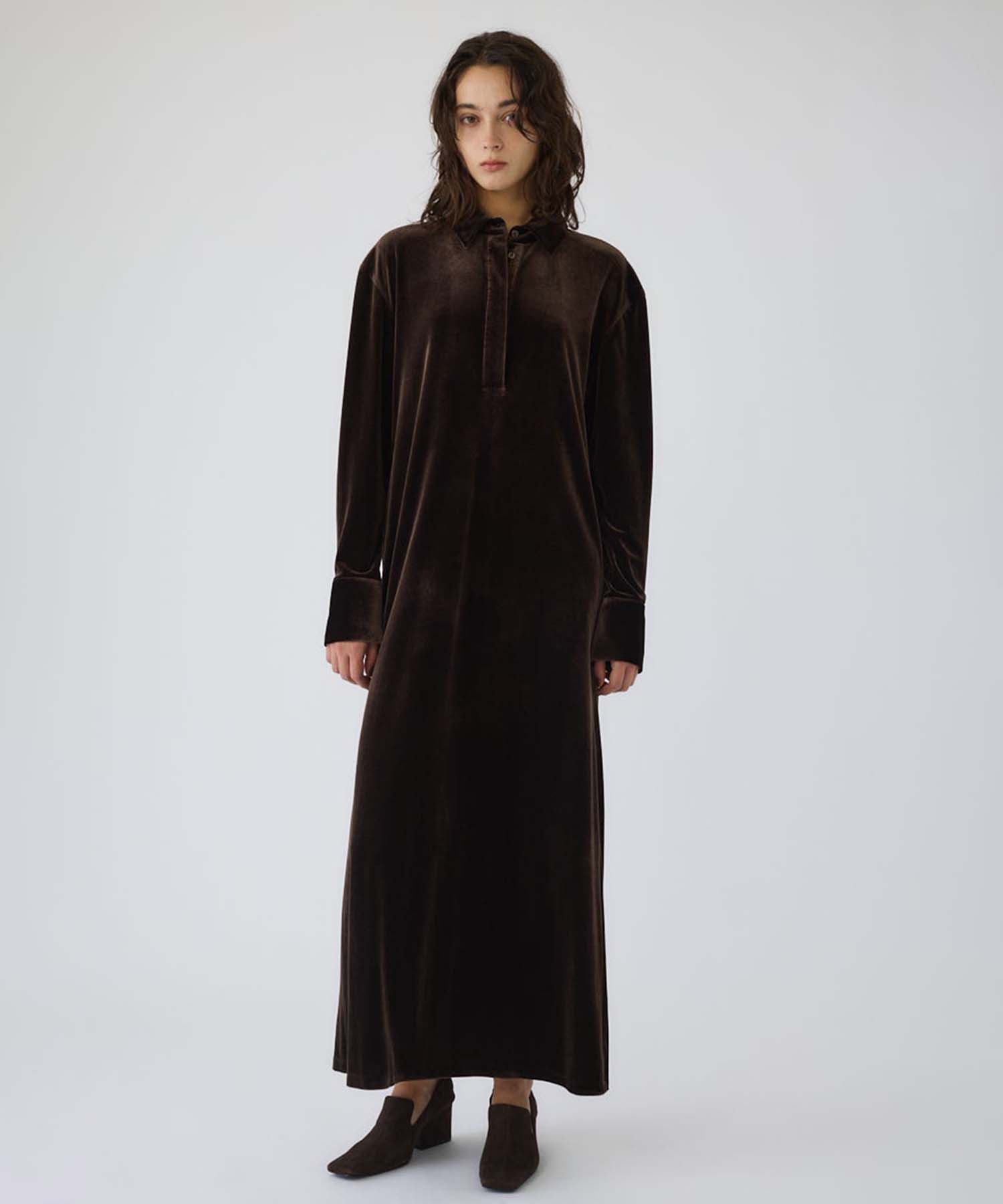 Velour shirt dress
