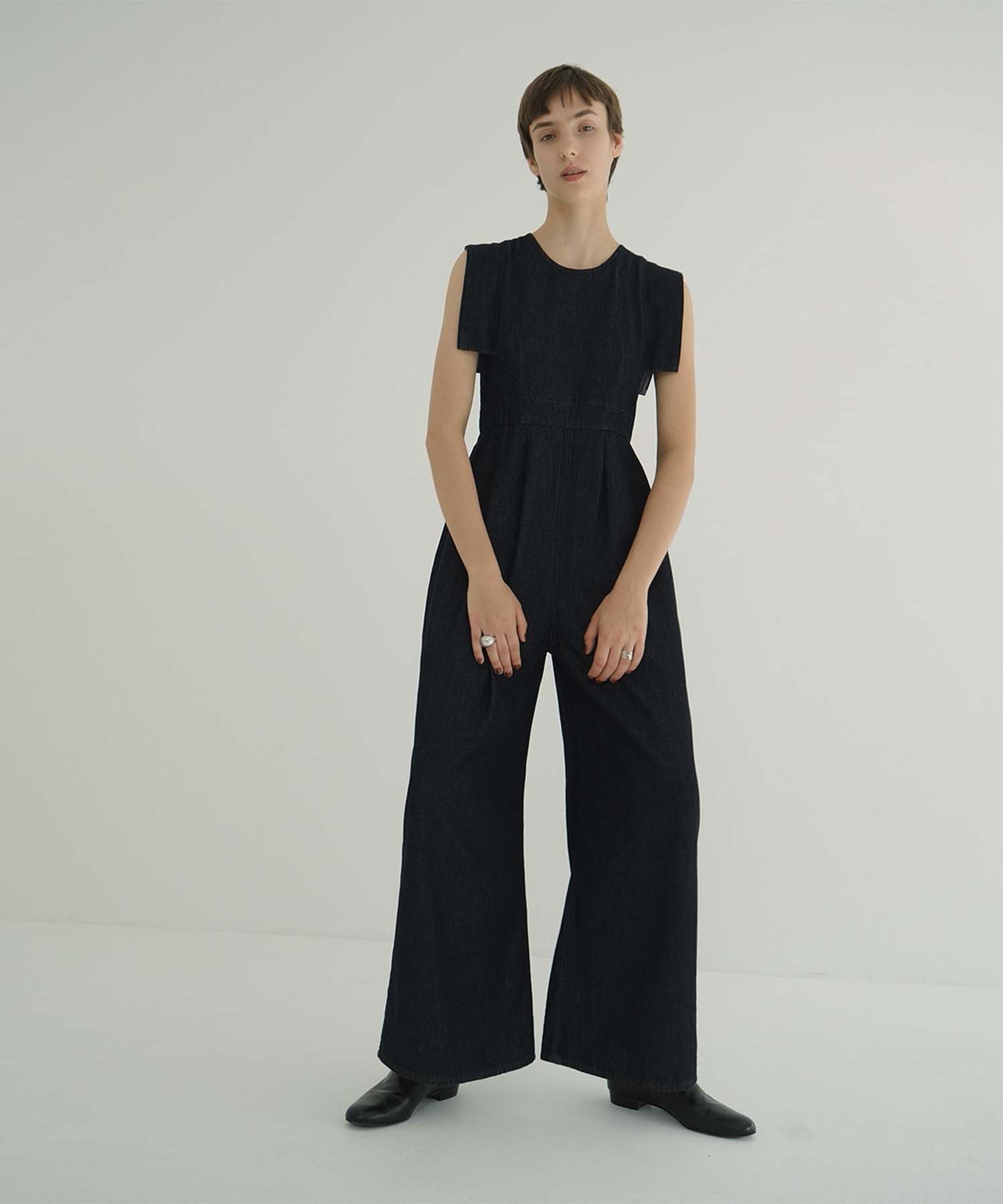 SQUARE SLEEVE DENIM ALL IN ONE