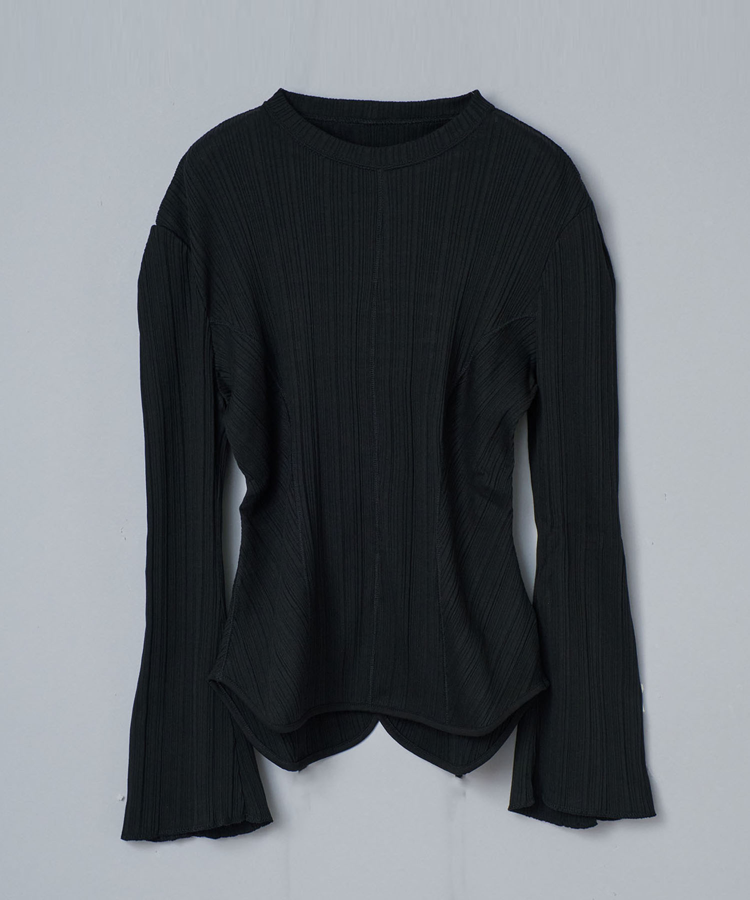 Random Ribbed Organic Cotton Long Sleeve Top