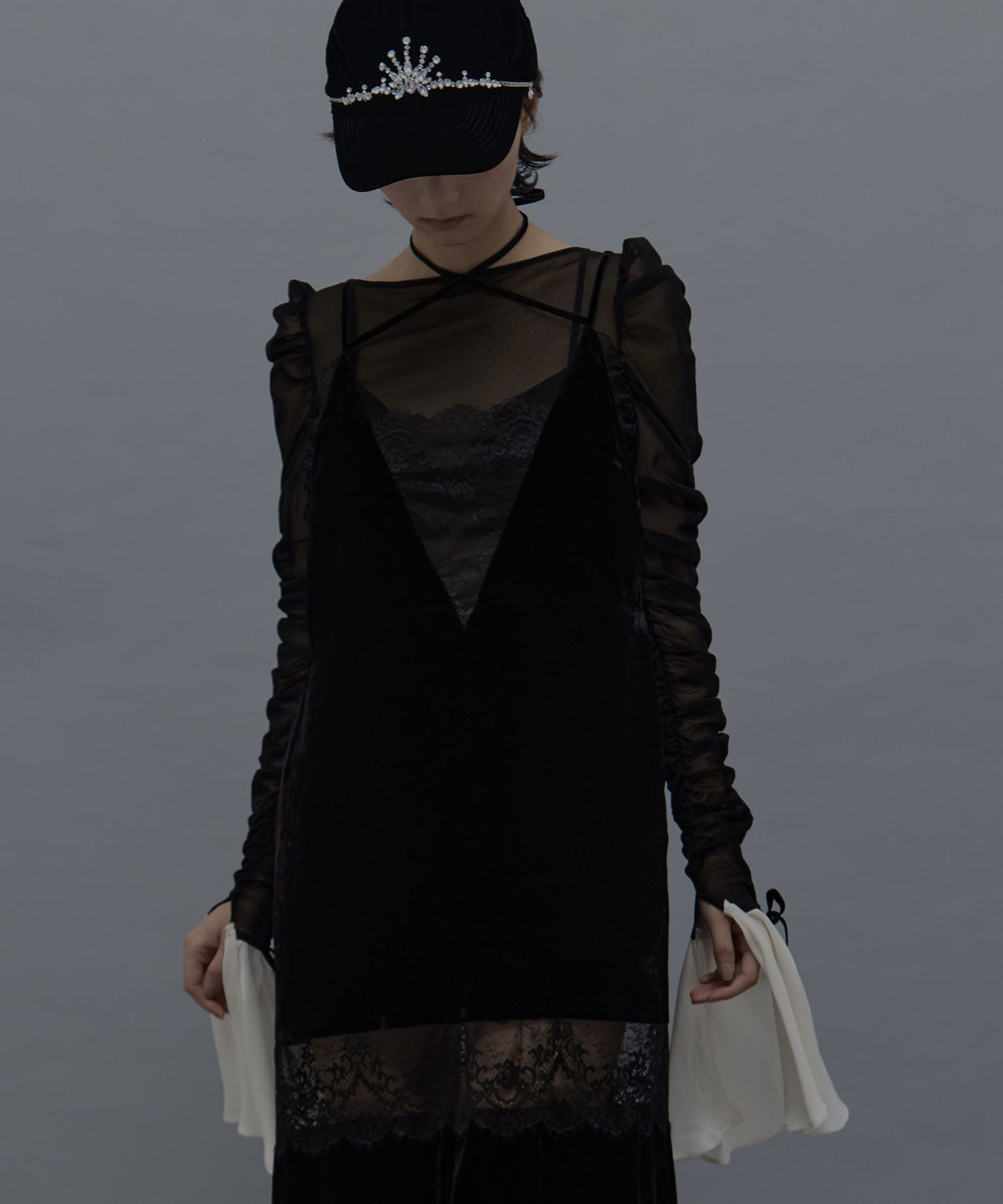 ruffle sleeve back open tulle tops