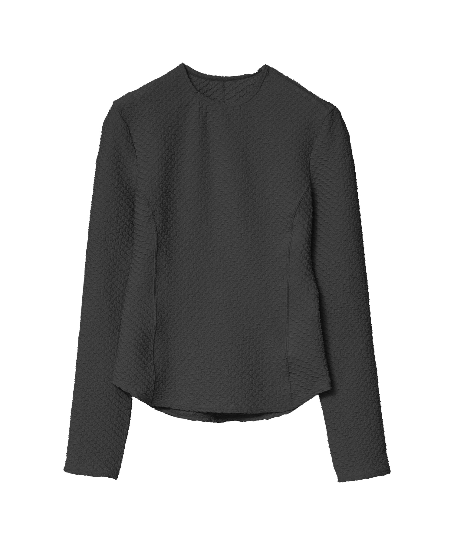 Shirring Jersey Jacquard Long Sleeve Top