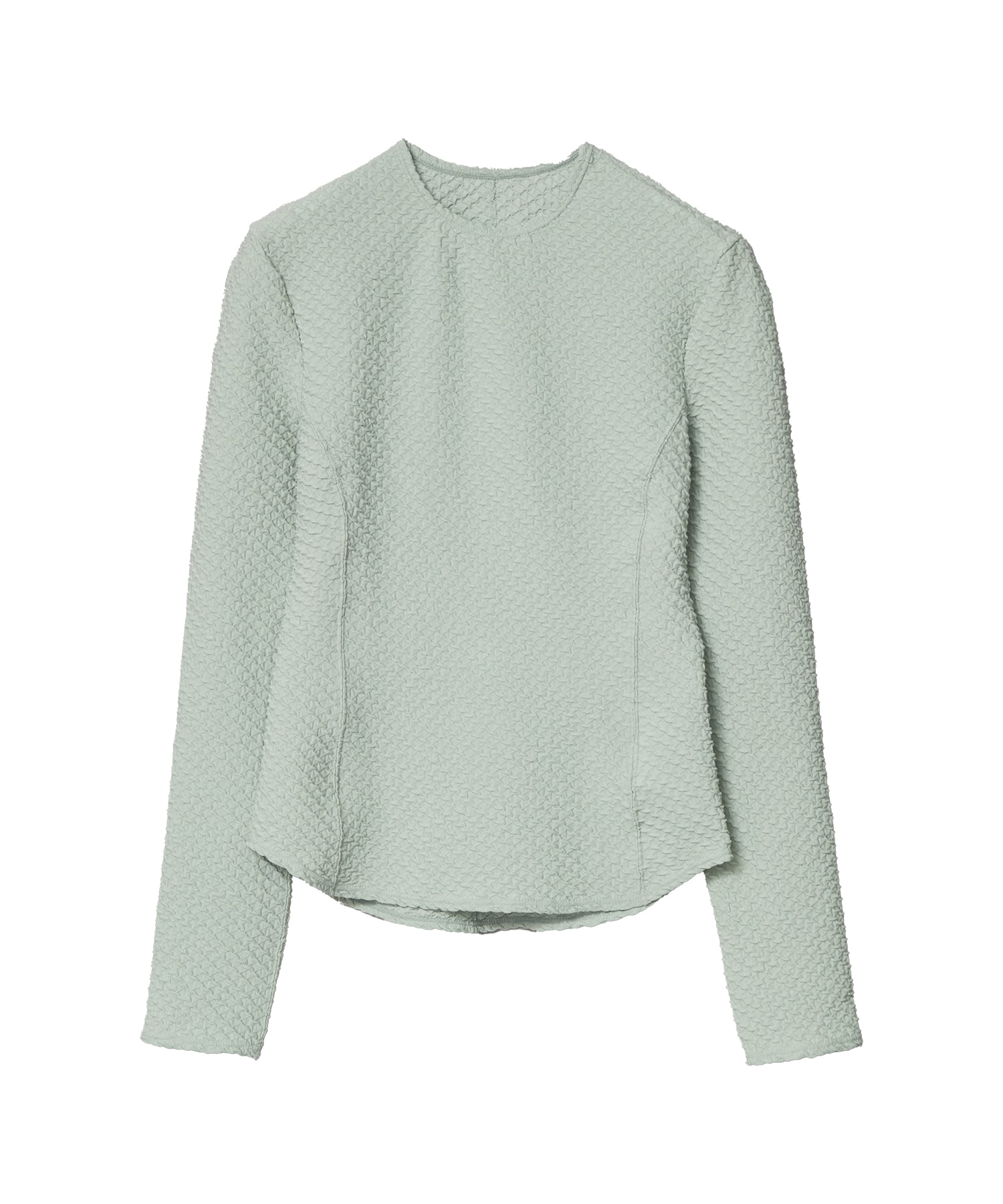 Shirring Jersey Jacquard Long Sleeve Top